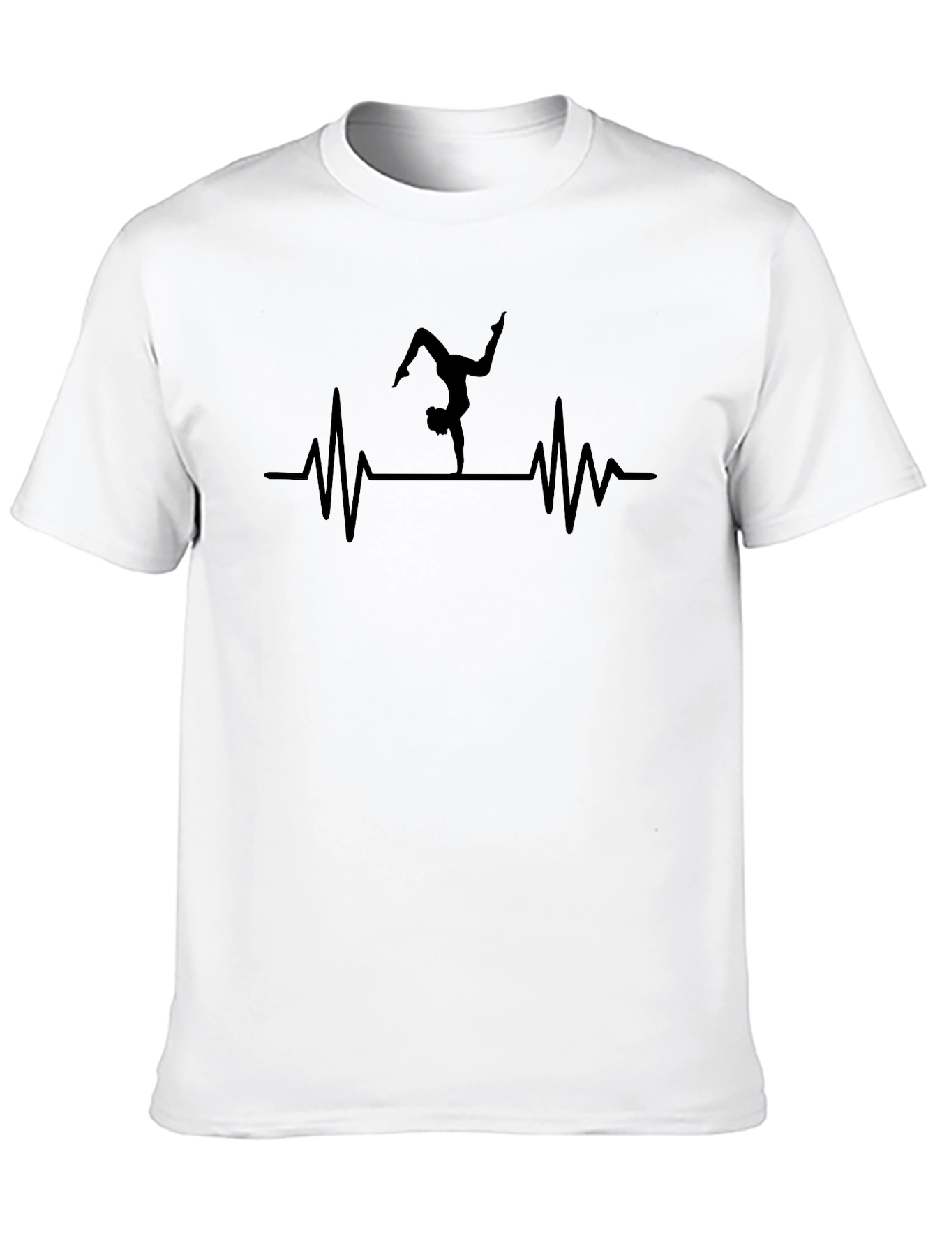Gymnast Heartbeat T-Shirt - Black Crew Neck