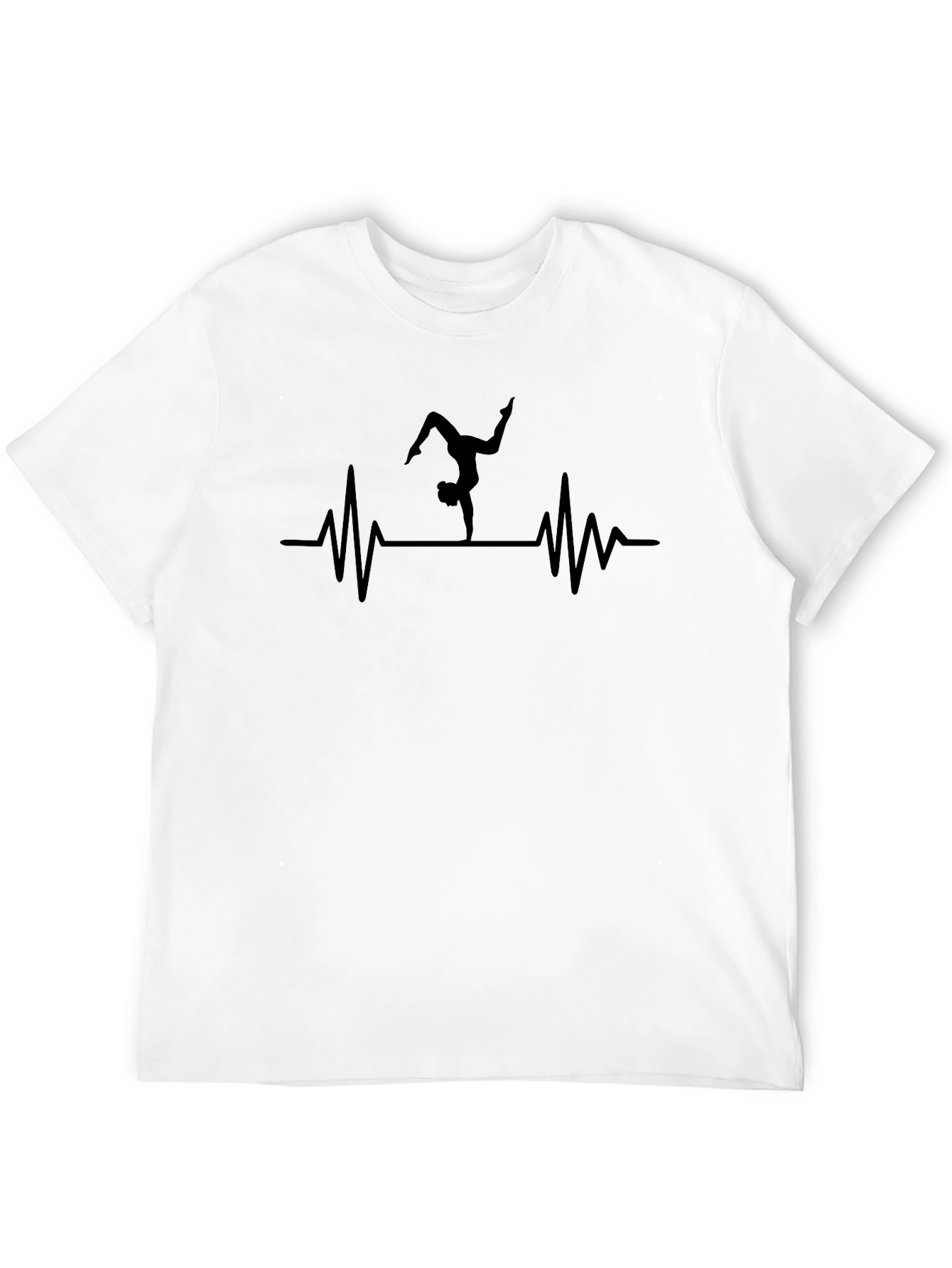 Gymnast Heartbeat T-Shirt - Black Crew Neck