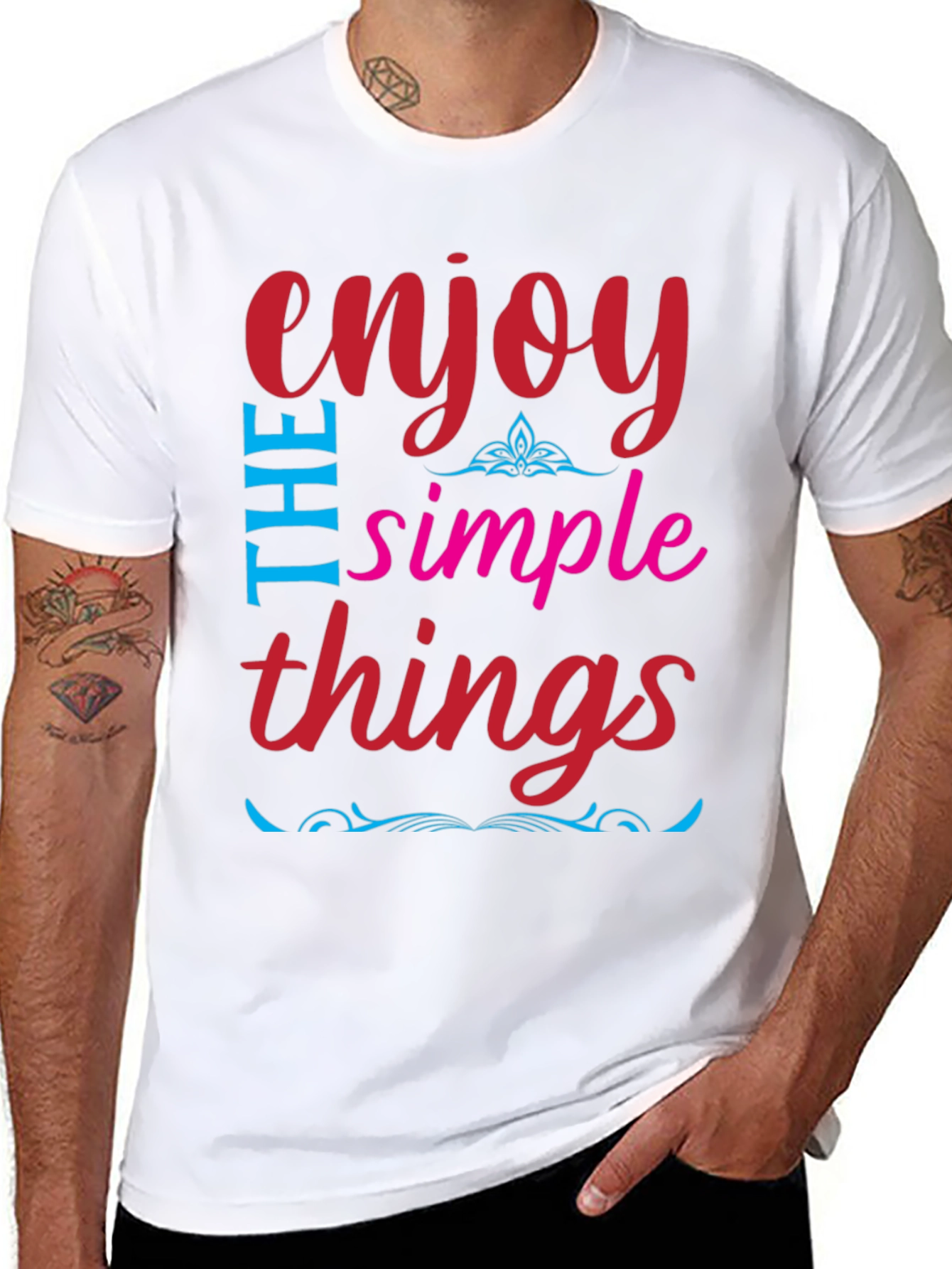 Enjoy The Simple Things Black Graphic T-Shirt