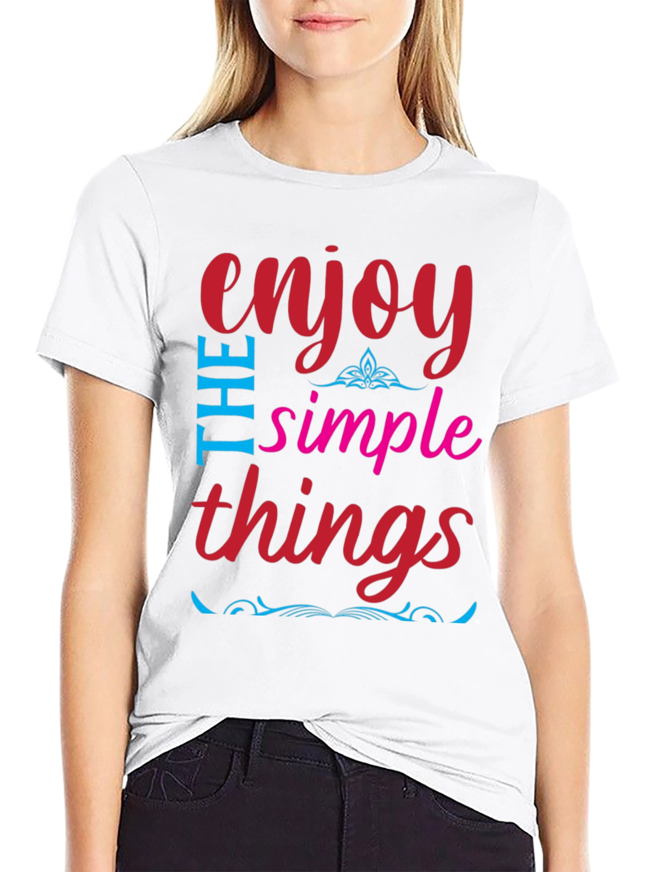 Enjoy The Simple Things Black Graphic T-Shirt