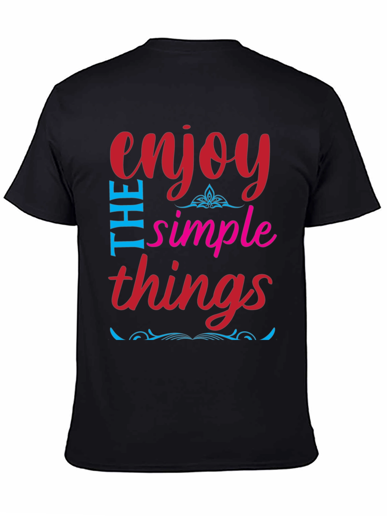 Enjoy The Simple Things Black Graphic T-Shirt