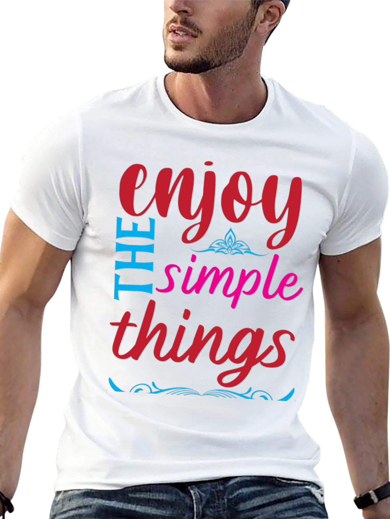 Enjoy The Simple Things Black Graphic T-Shirt