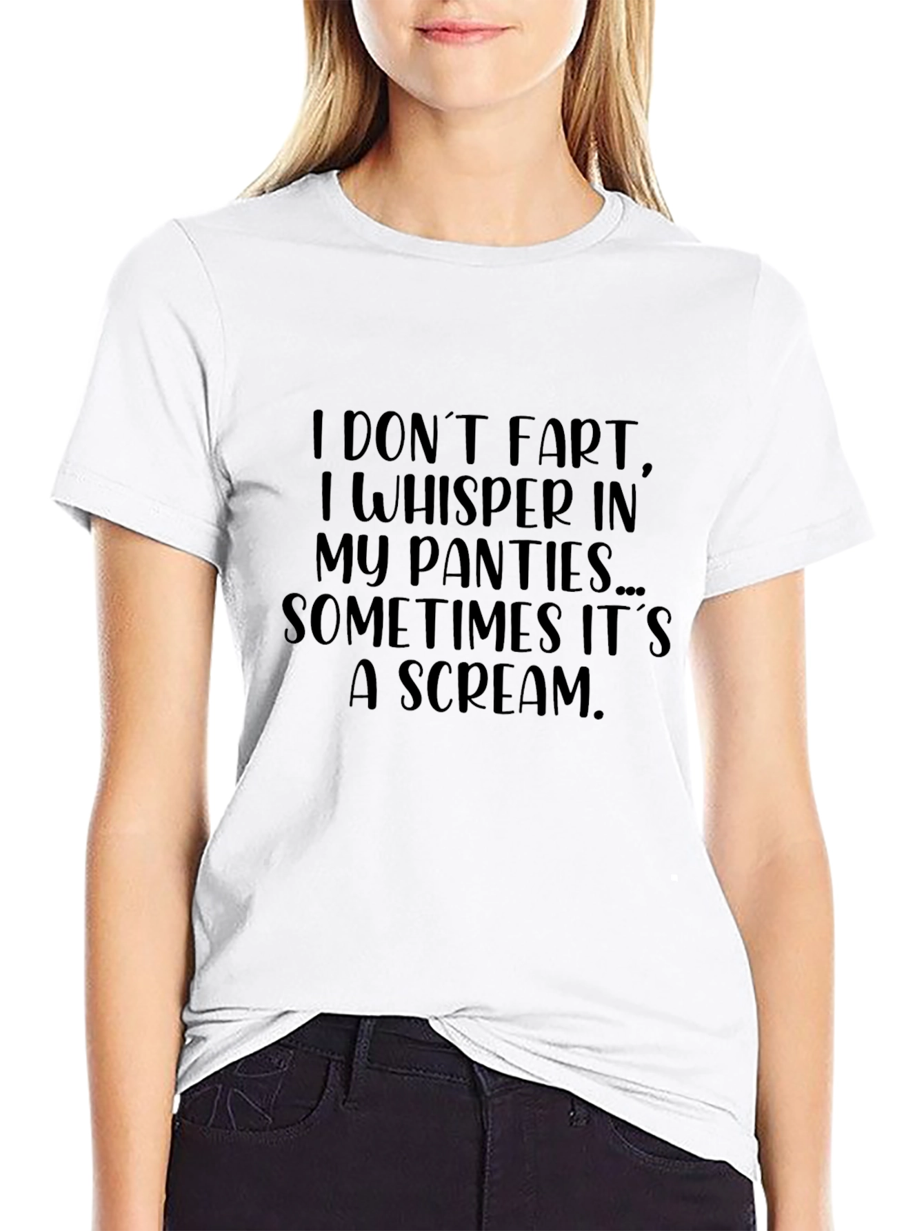Funny Fart Whisper Scream Tee - Black