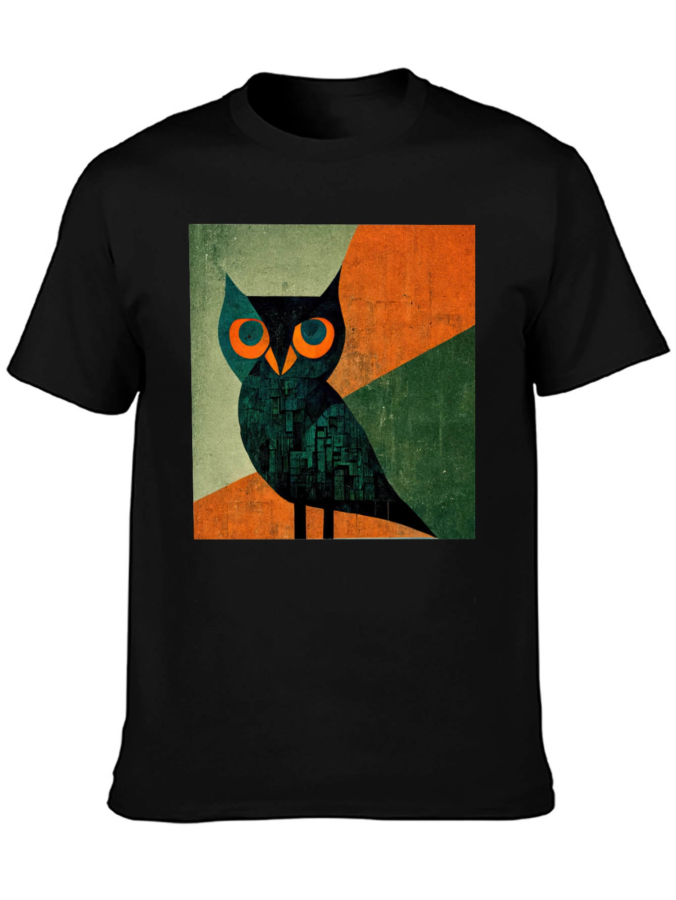 Abstract Owl Graphic Tee - Mens Black T-Shirt