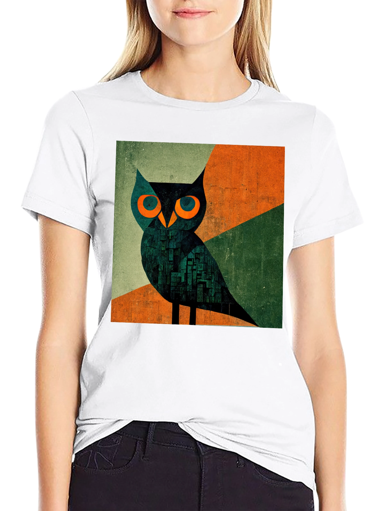 Abstract Owl Graphic Tee - Mens Black T-Shirt