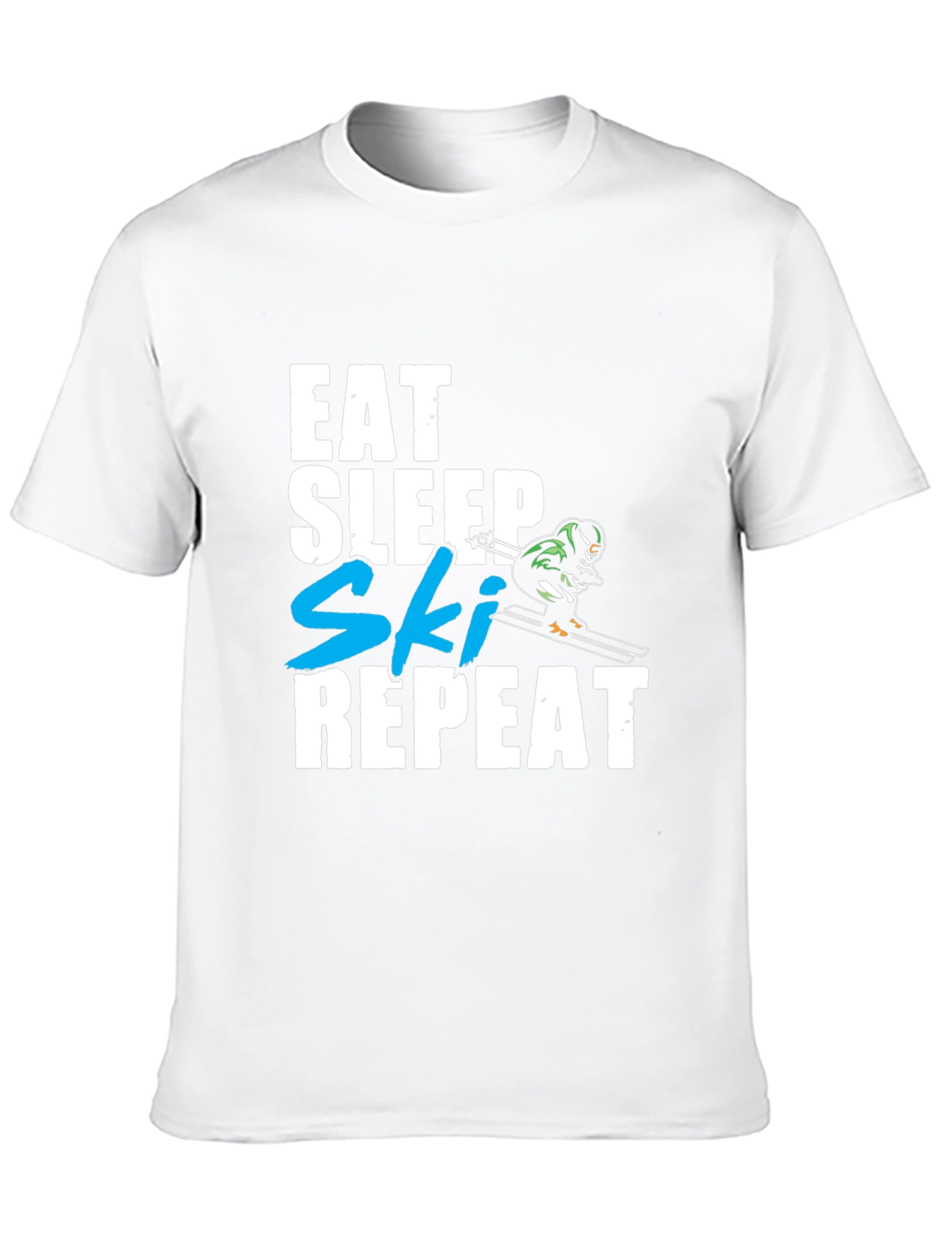Eat Sleep Ski Repeat Graphic T-Shirt - Black
