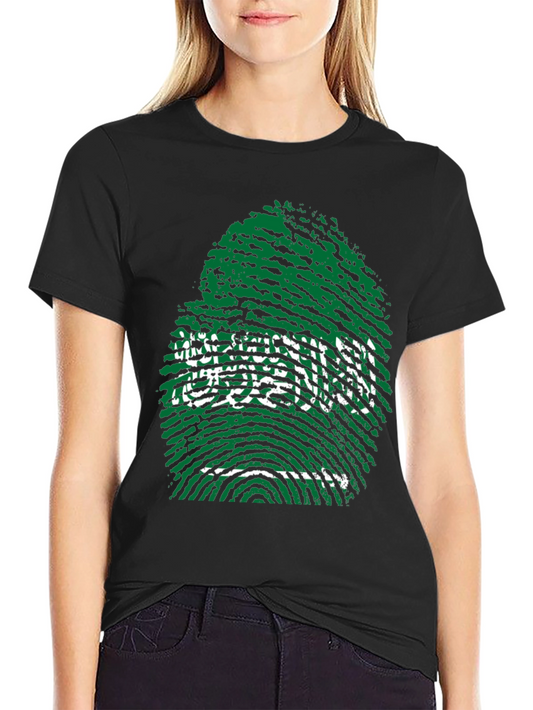 Saudi Arabia Fingerprint Flag Graphic T-Shirt