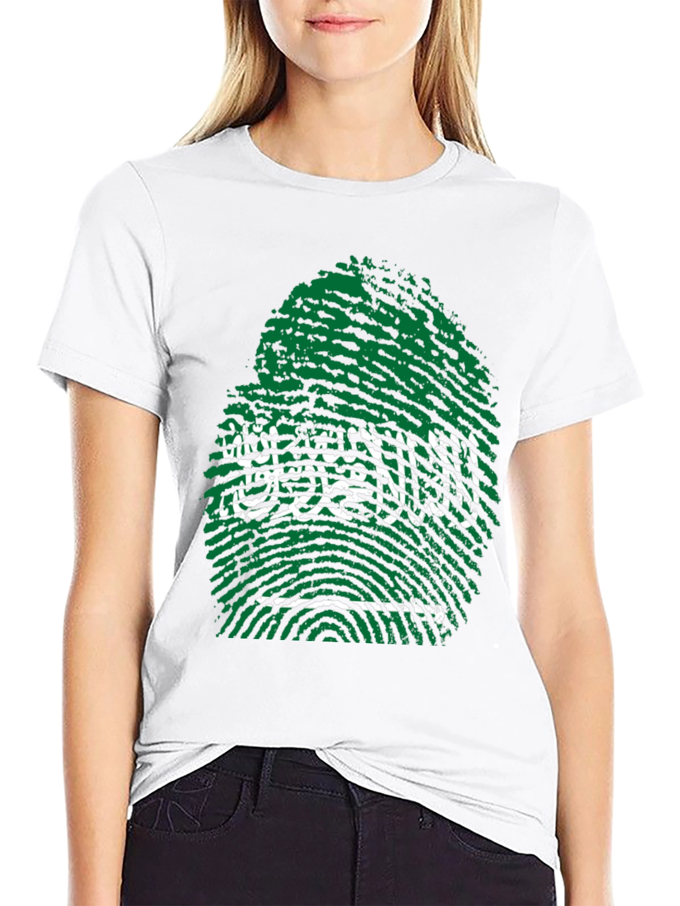Saudi Arabia Fingerprint Flag Graphic T-Shirt