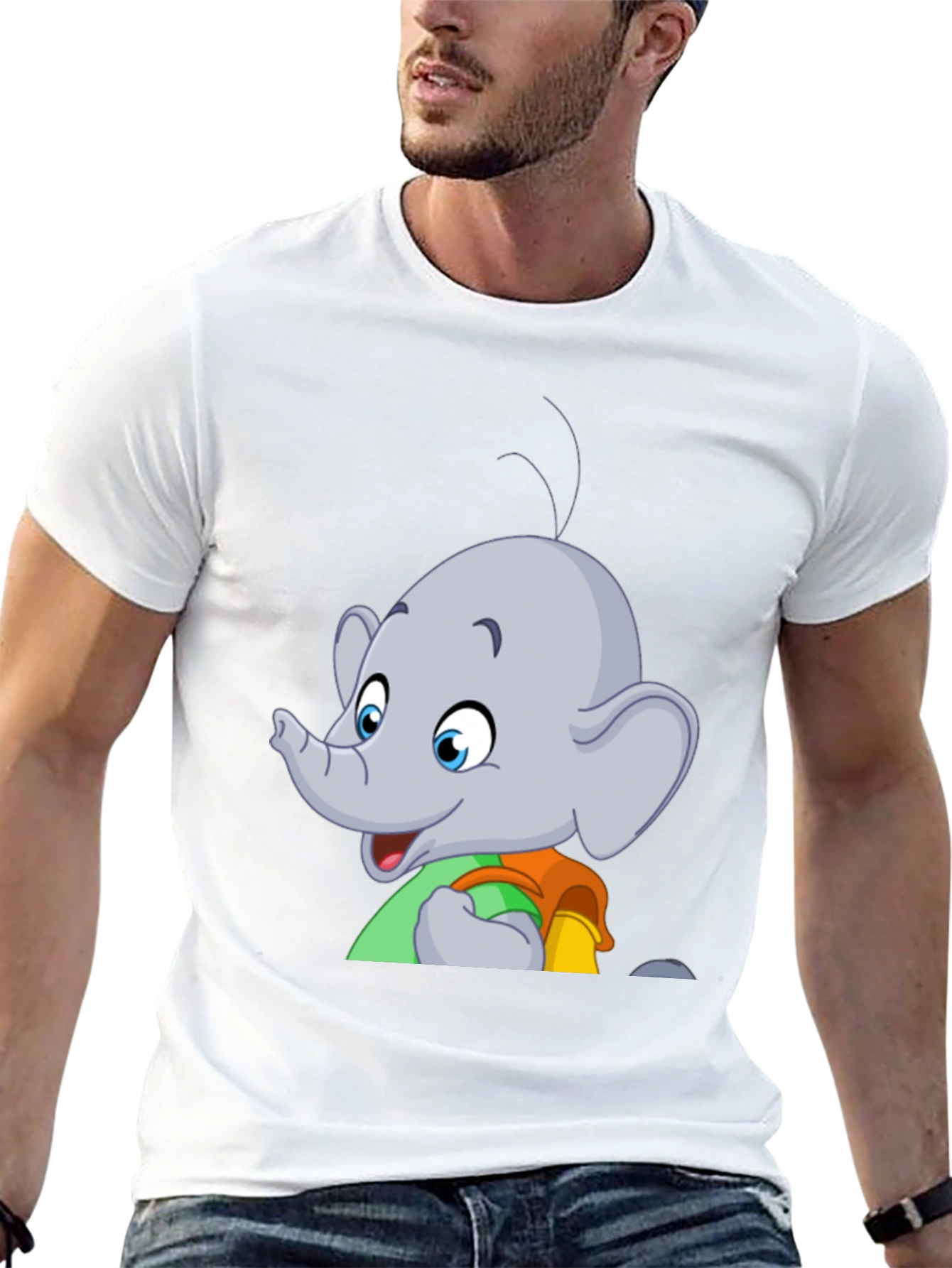 Elephant Cartoon T-Shirt - Black Graphic Tee