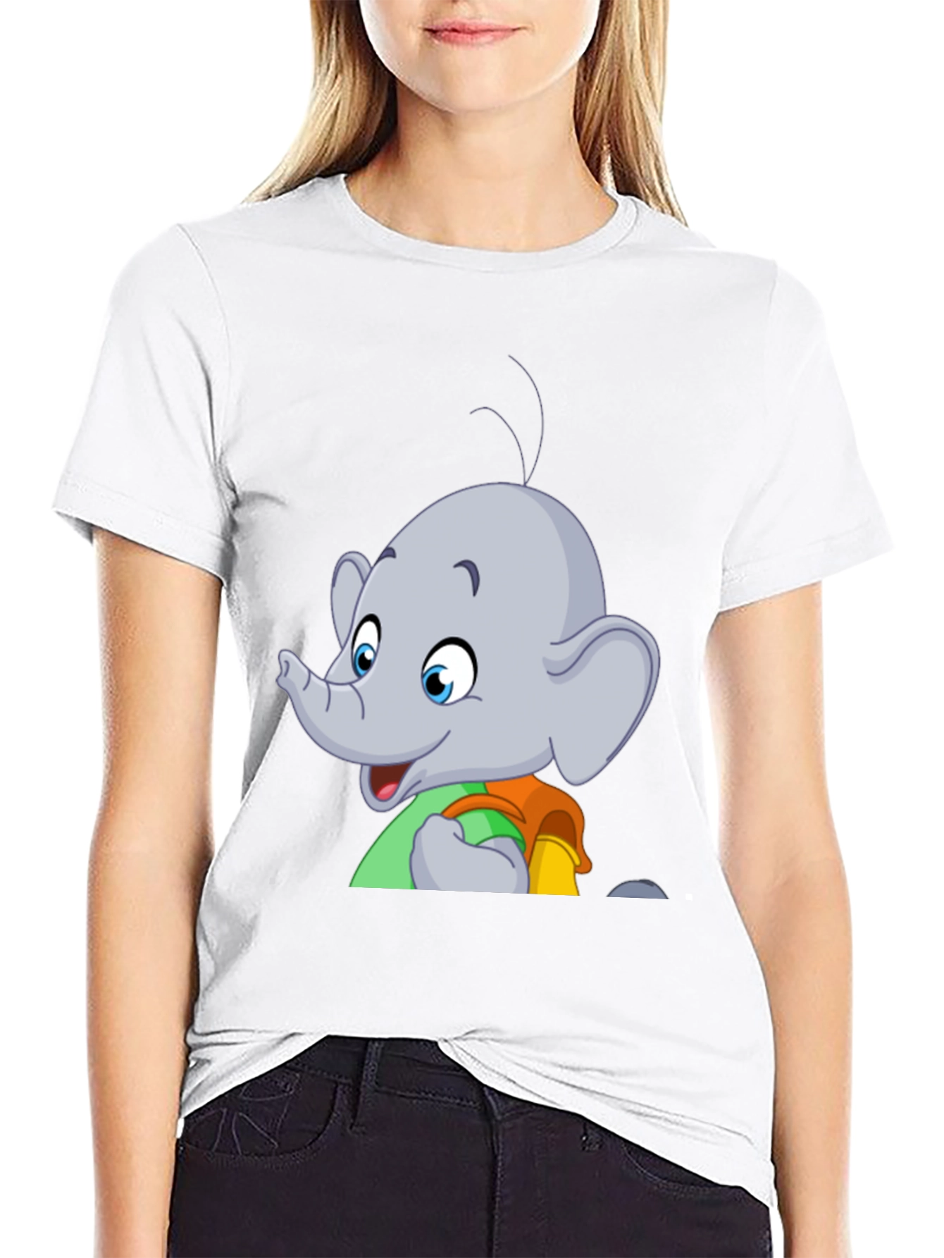 Elephant Cartoon T-Shirt - Black Graphic Tee