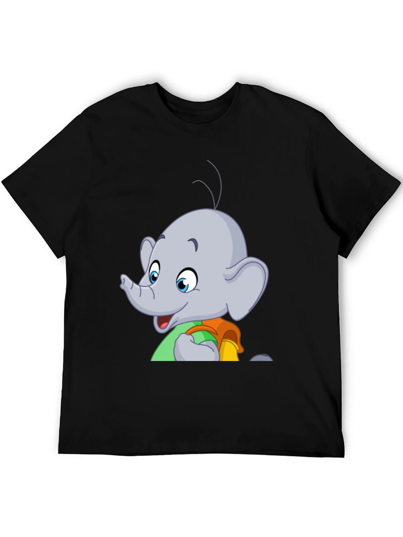 Elephant Cartoon T-Shirt - Black Graphic Tee