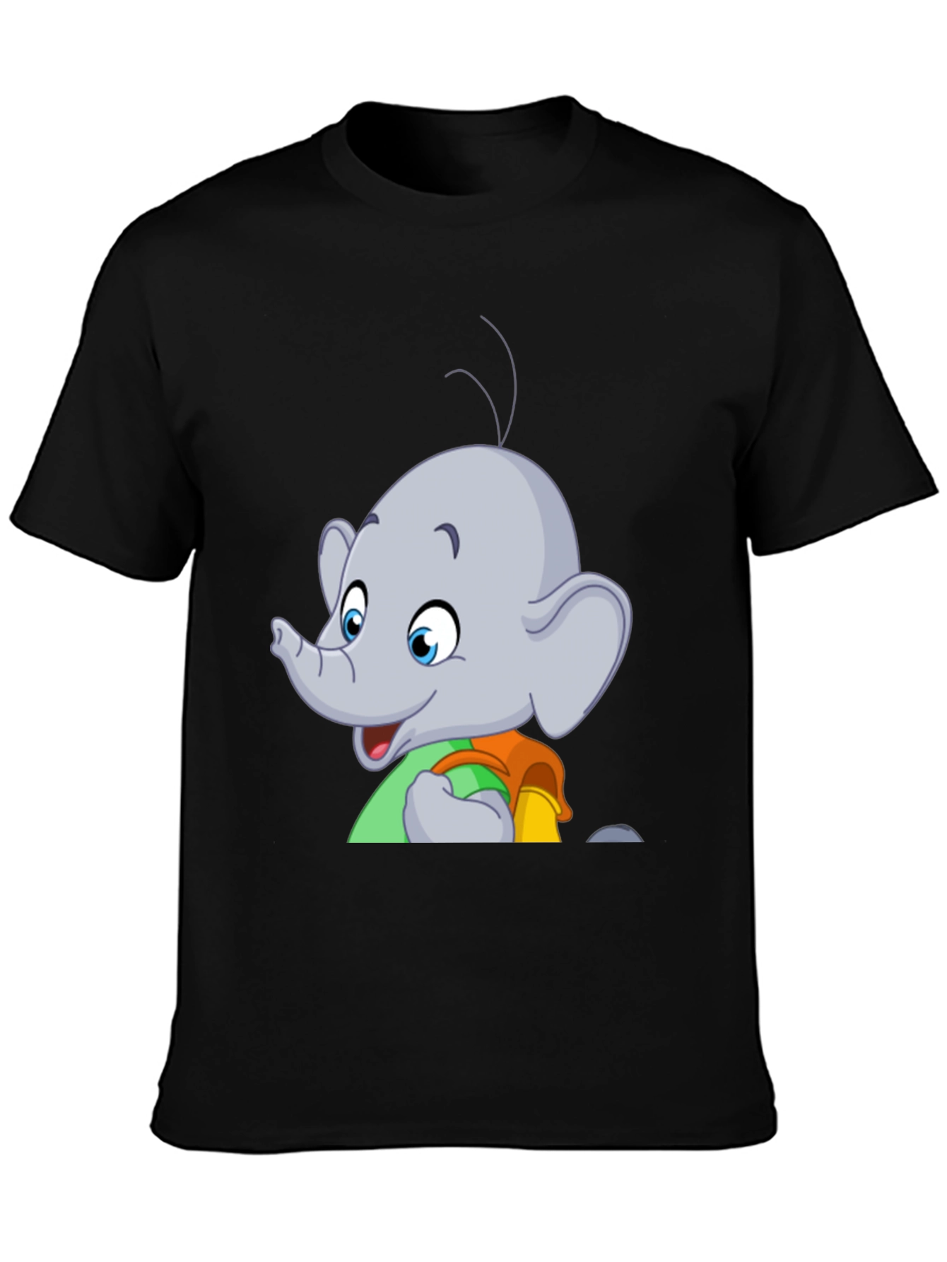 Elephant Cartoon T-Shirt - Black Graphic Tee
