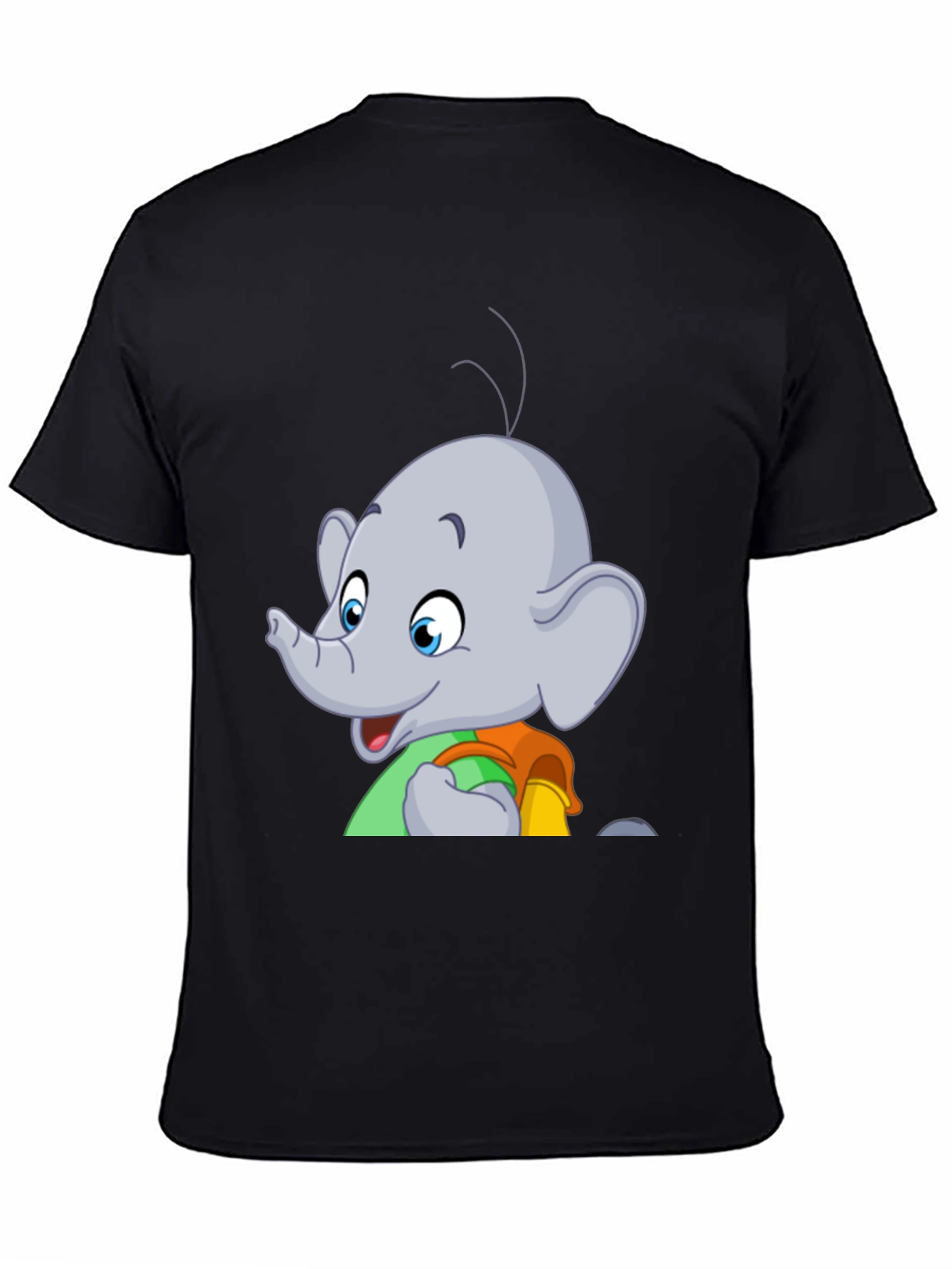 Elephant Cartoon T-Shirt - Black Graphic Tee