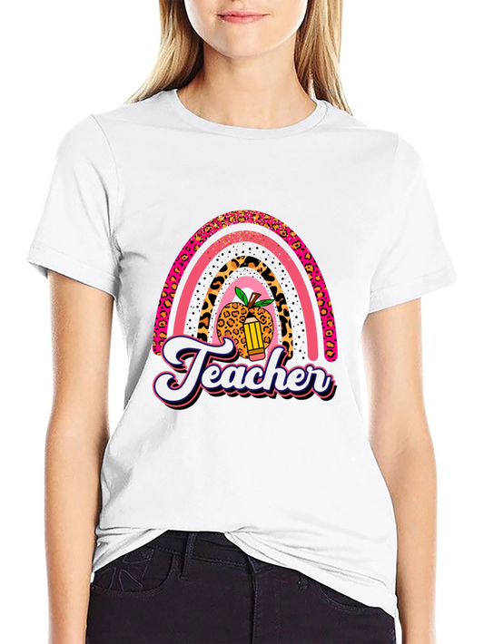 Teacher Rainbow Leopard Print T-Shirt