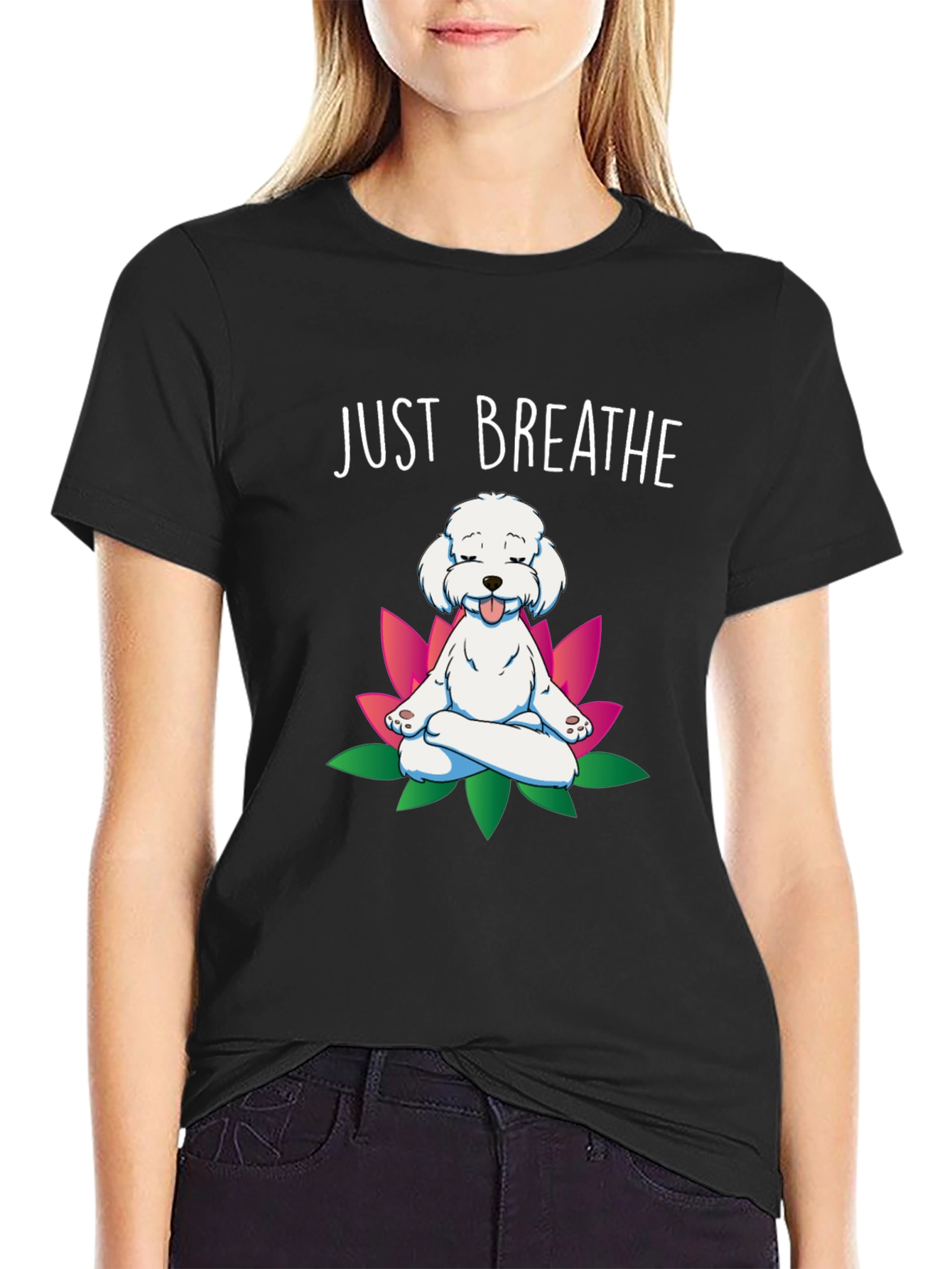 Zen Dog T-Shirt - Just Breathe Yoga Puppy Tee