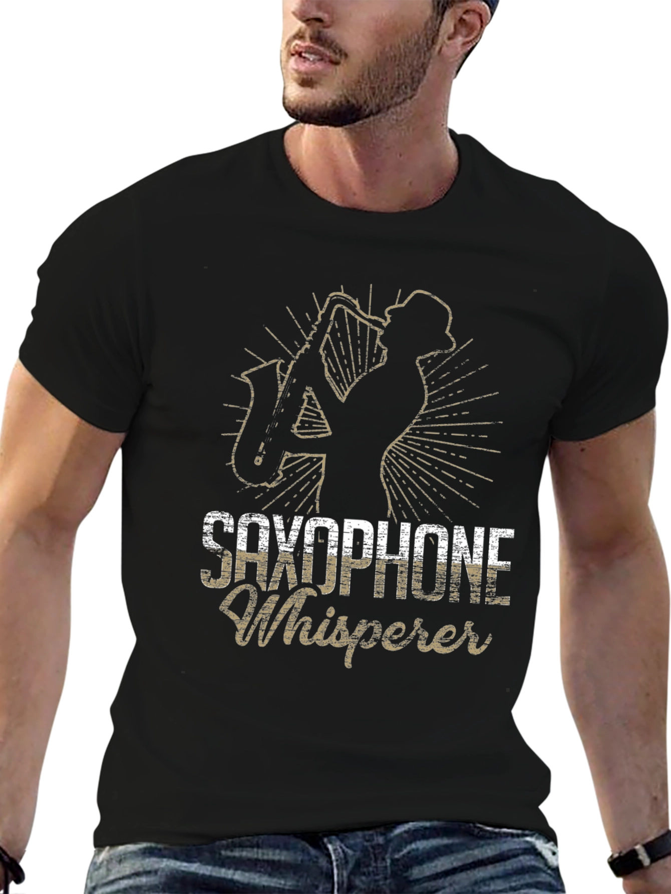 Saxophone Whisperer Black T-Shirt