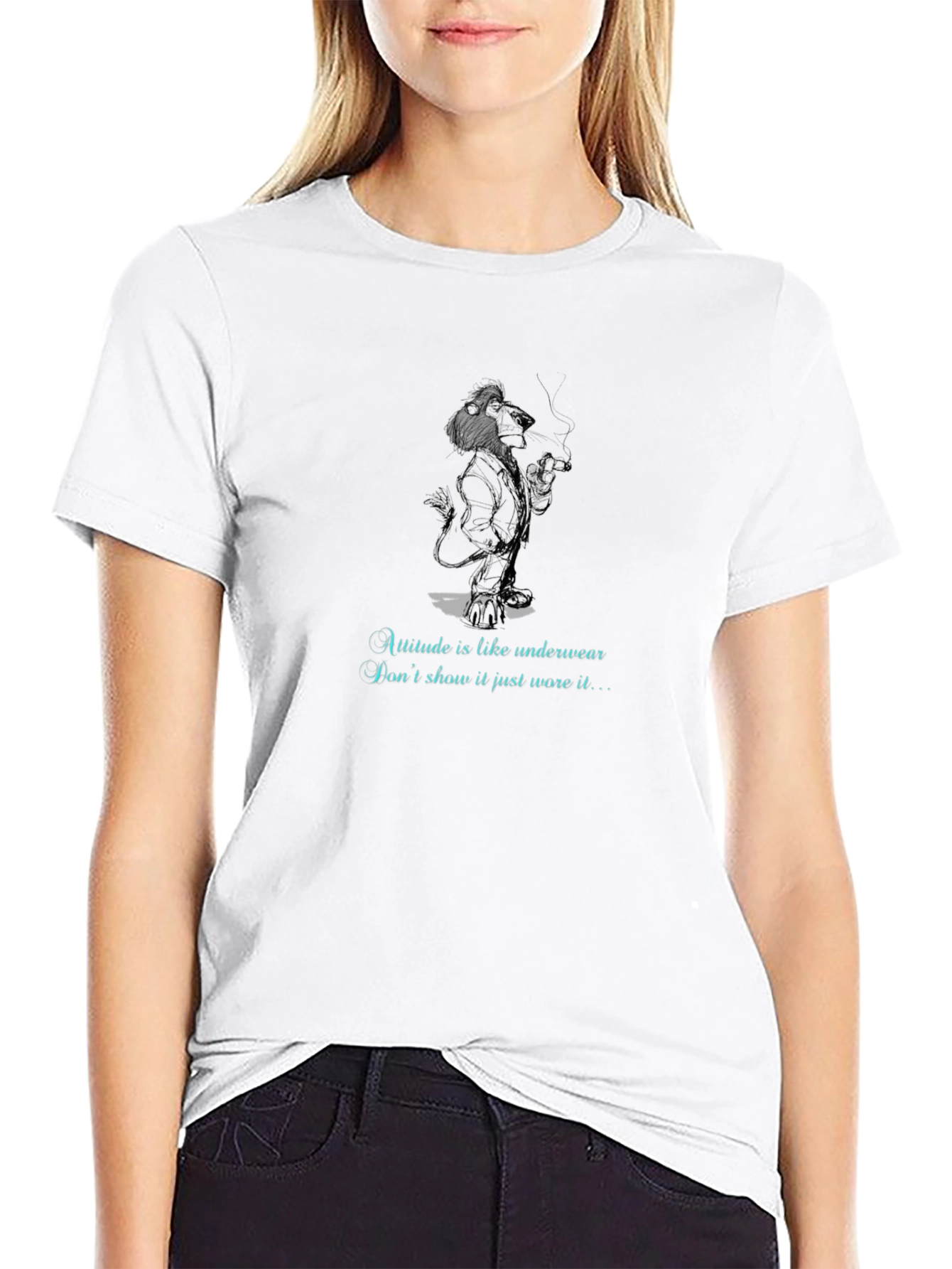 Lion Underwear Attitude Graphic T-Shirt