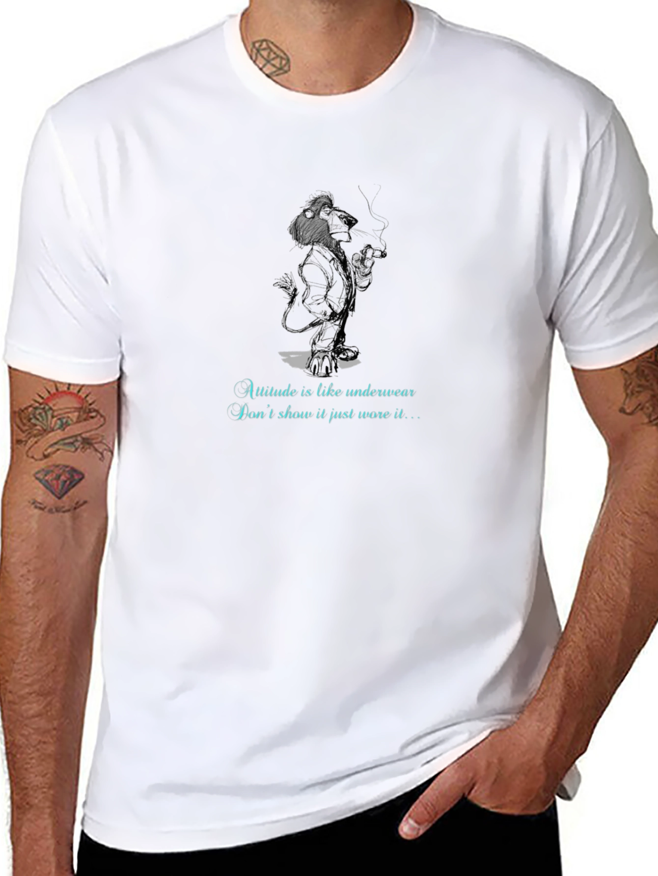 Lion Underwear Attitude Graphic T-Shirt