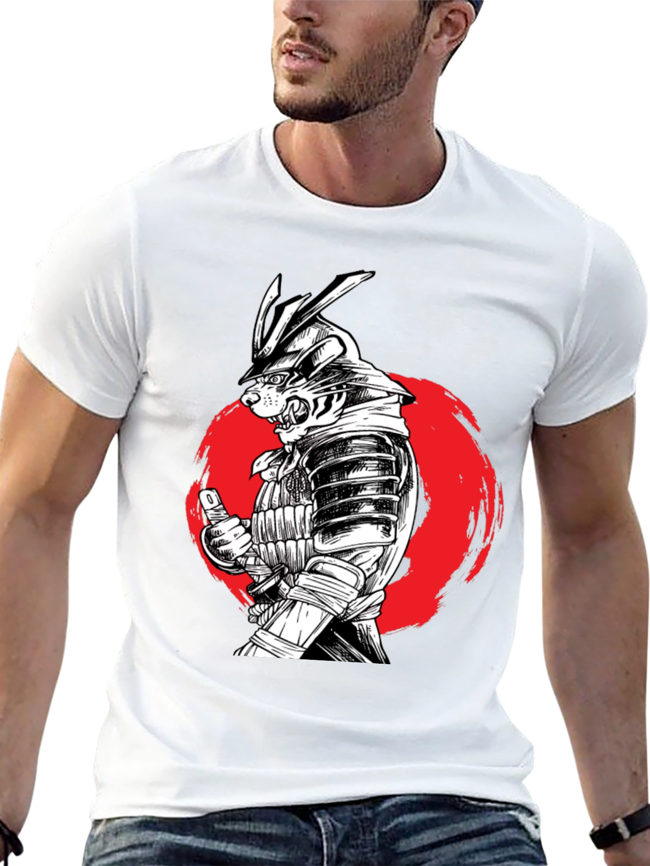Samurai Cat T-Shirt - Unique Graphic Tee
