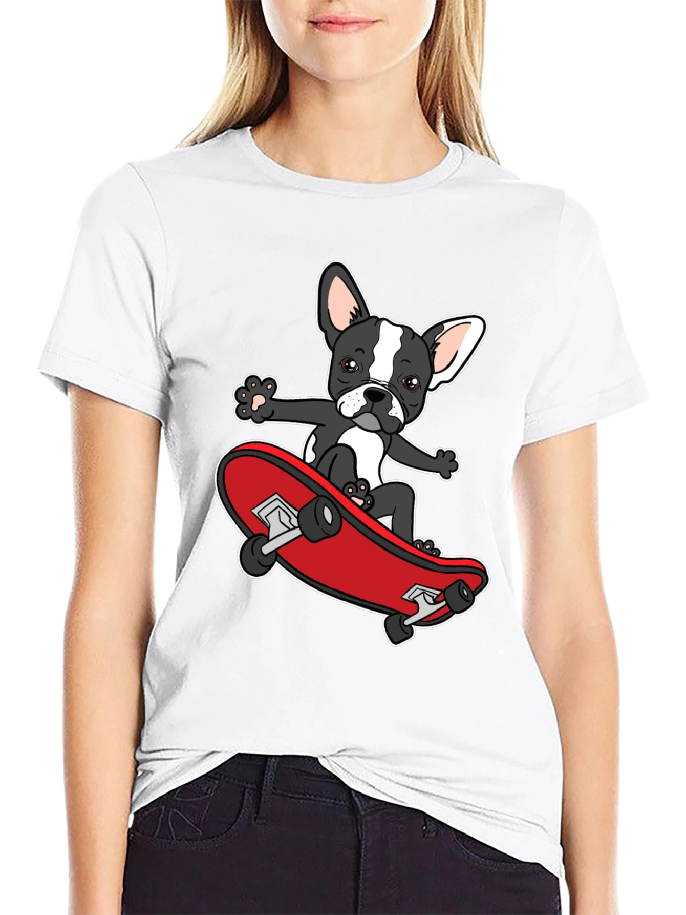 Dog on Skateboard Graphic T-Shirt