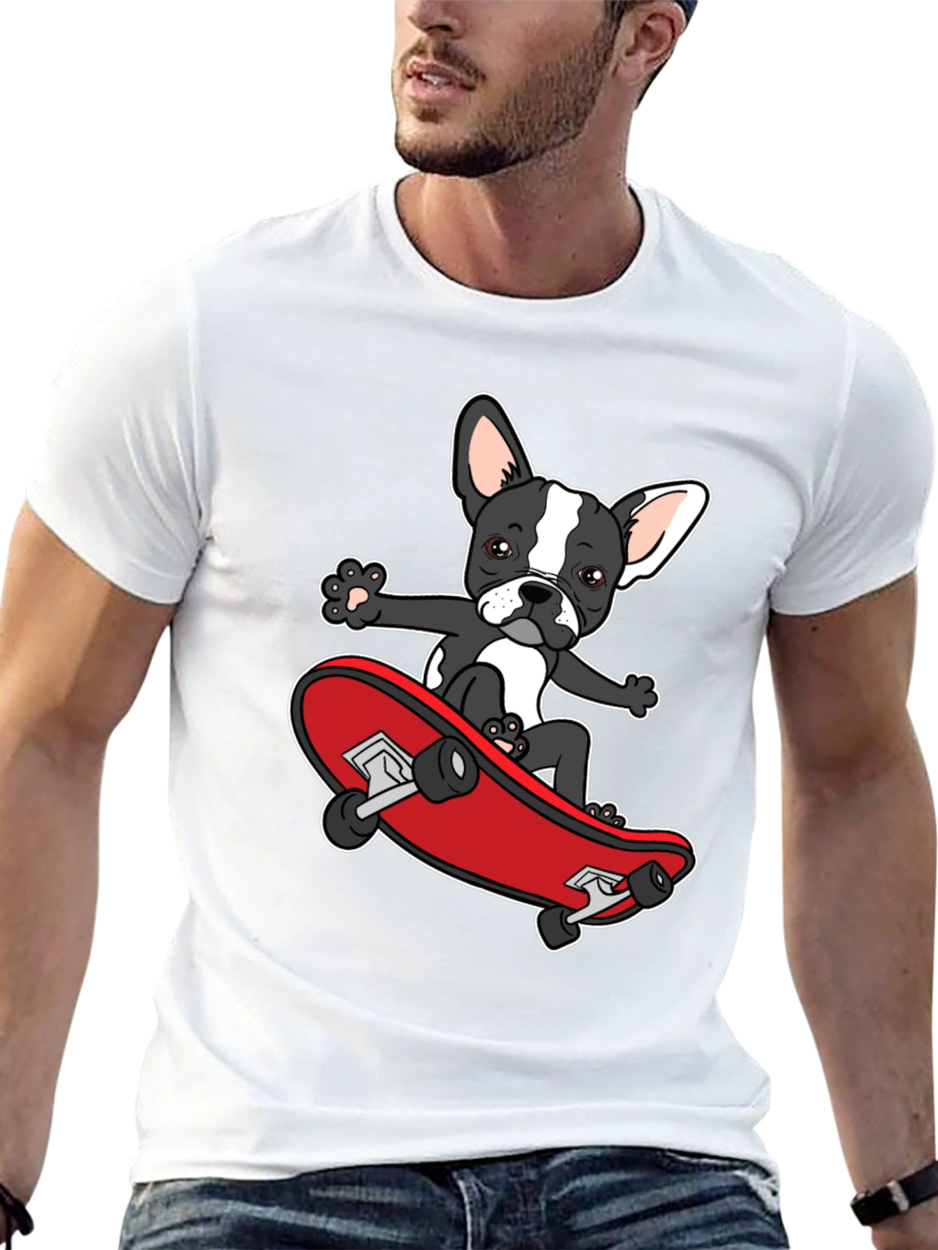 Dog on Skateboard Graphic T-Shirt