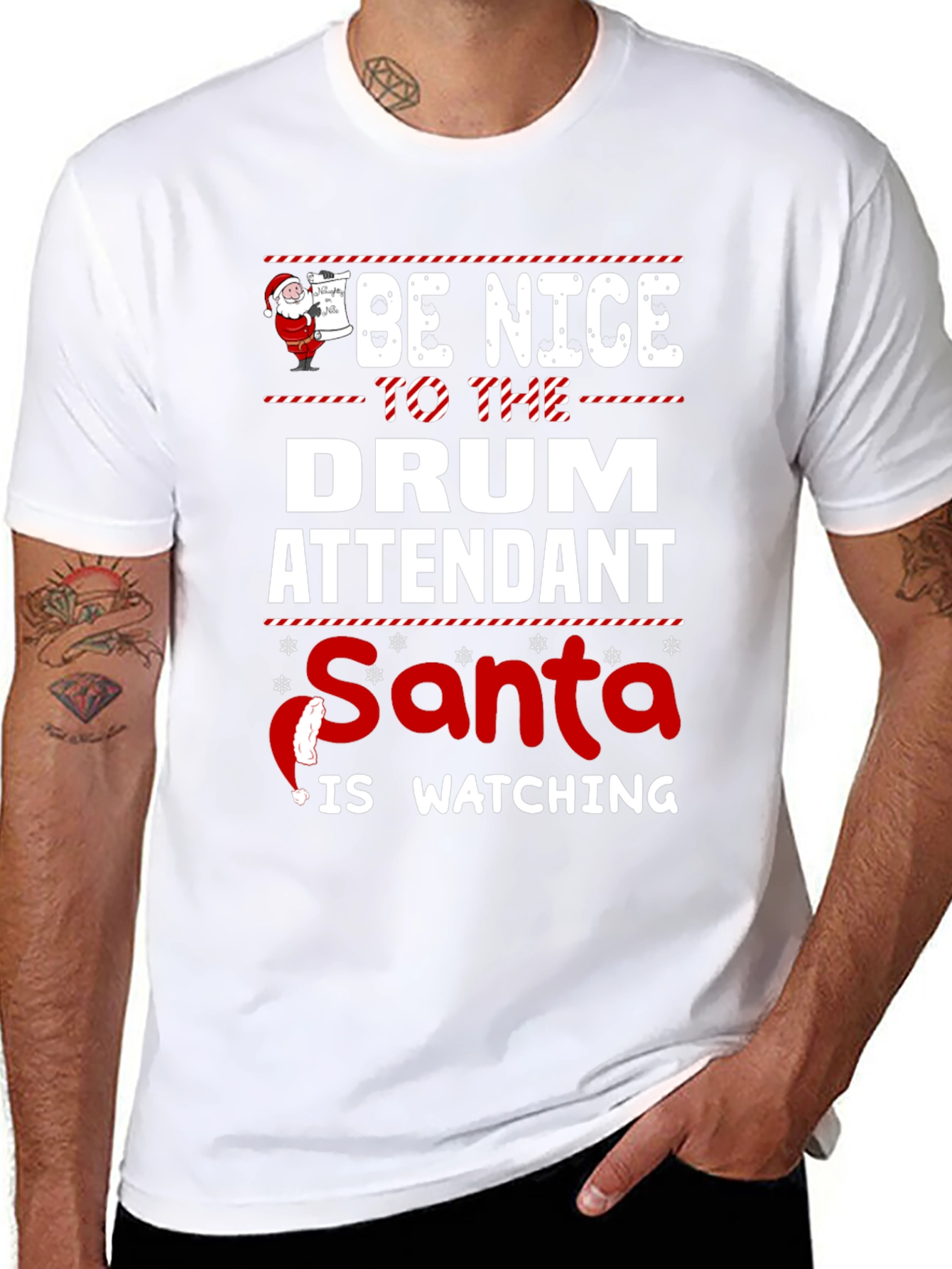 Be Nice to The Drum Attendant Santa T-Shirt