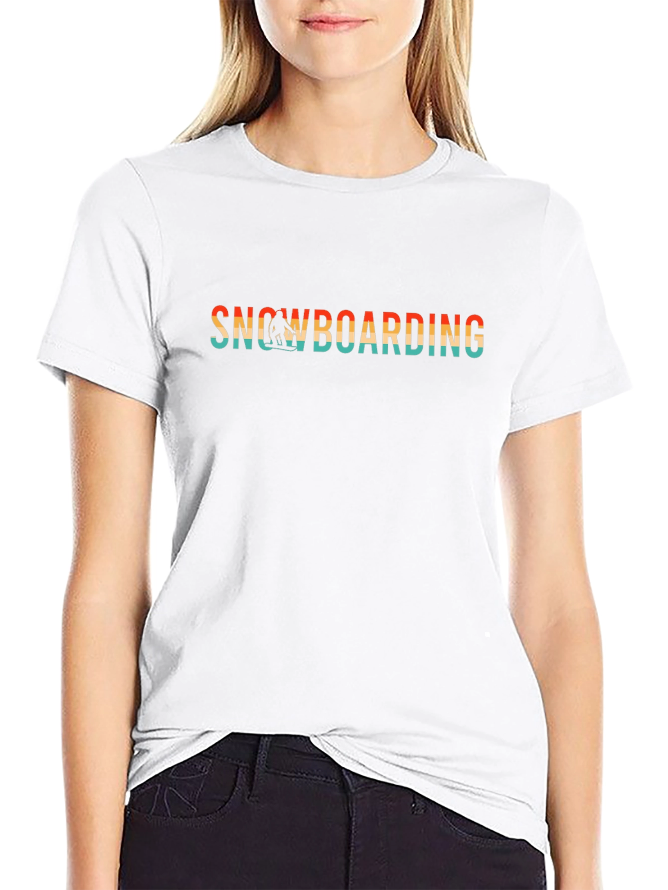 Retro Snowboarding Graphic Tee - Black Cotton Blend