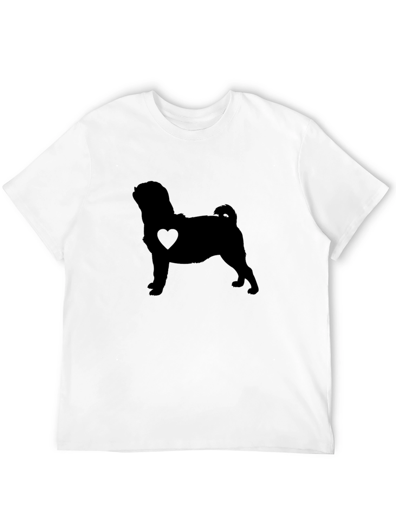 Pug Heart Silhouette Black T-Shirt