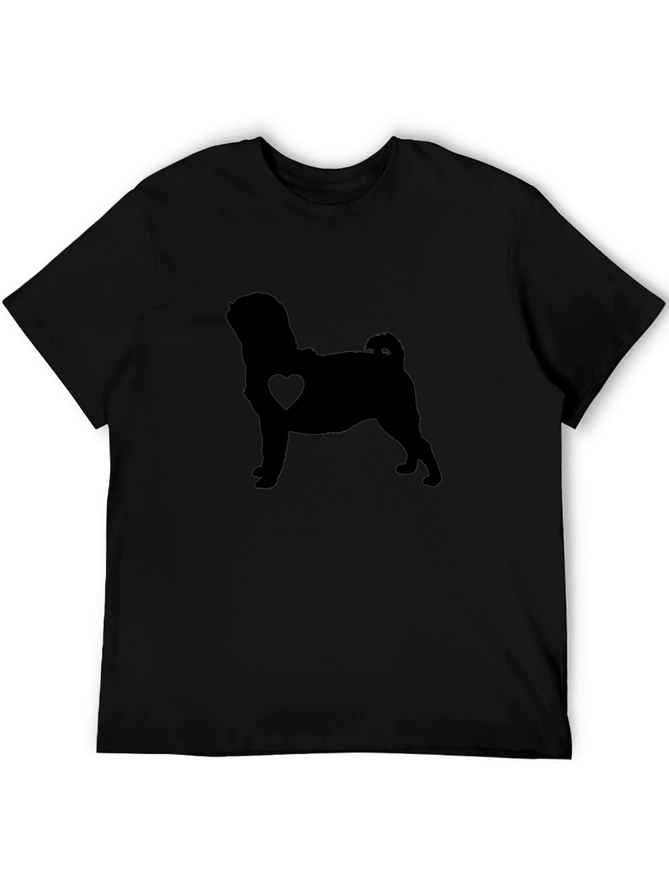 Pug Heart Silhouette Black T-Shirt