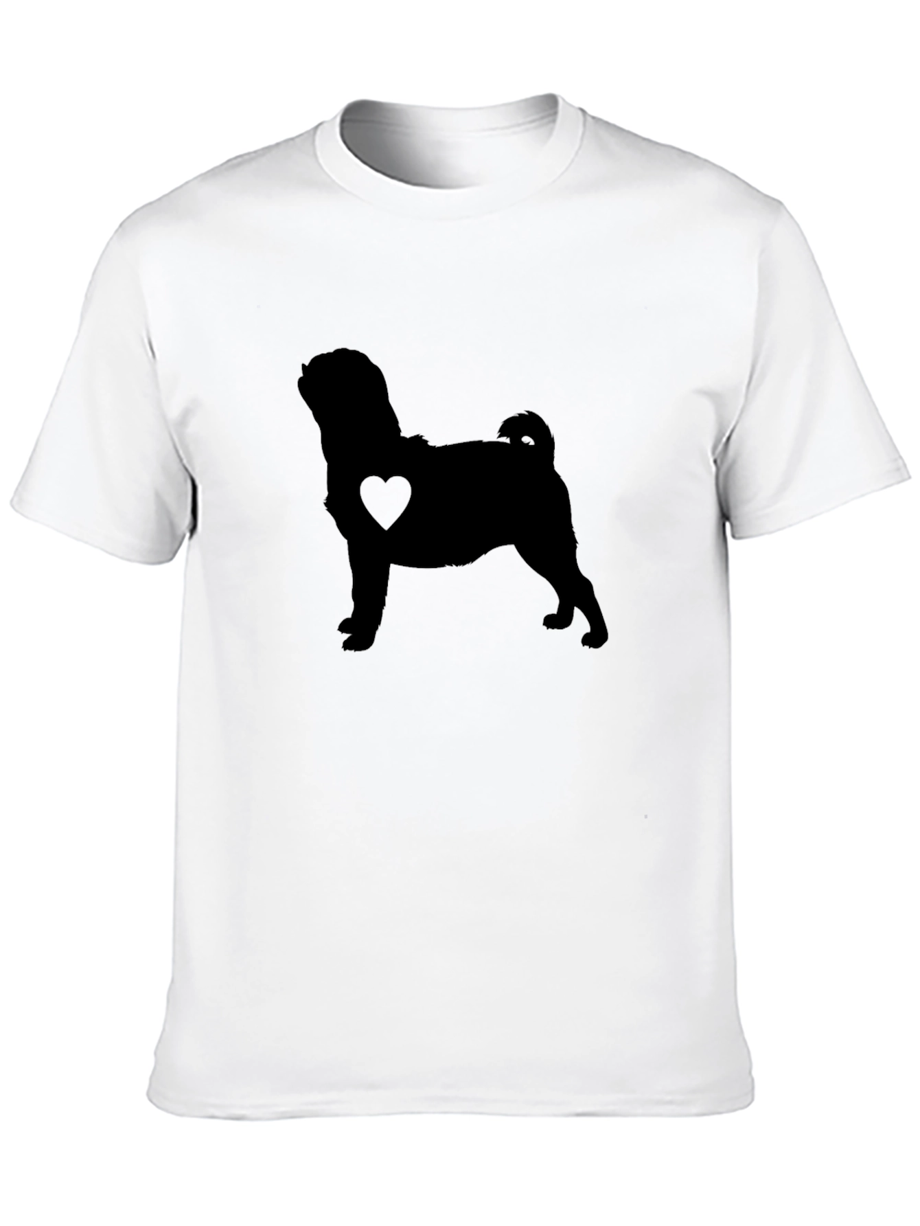 Pug Heart Silhouette Black T-Shirt