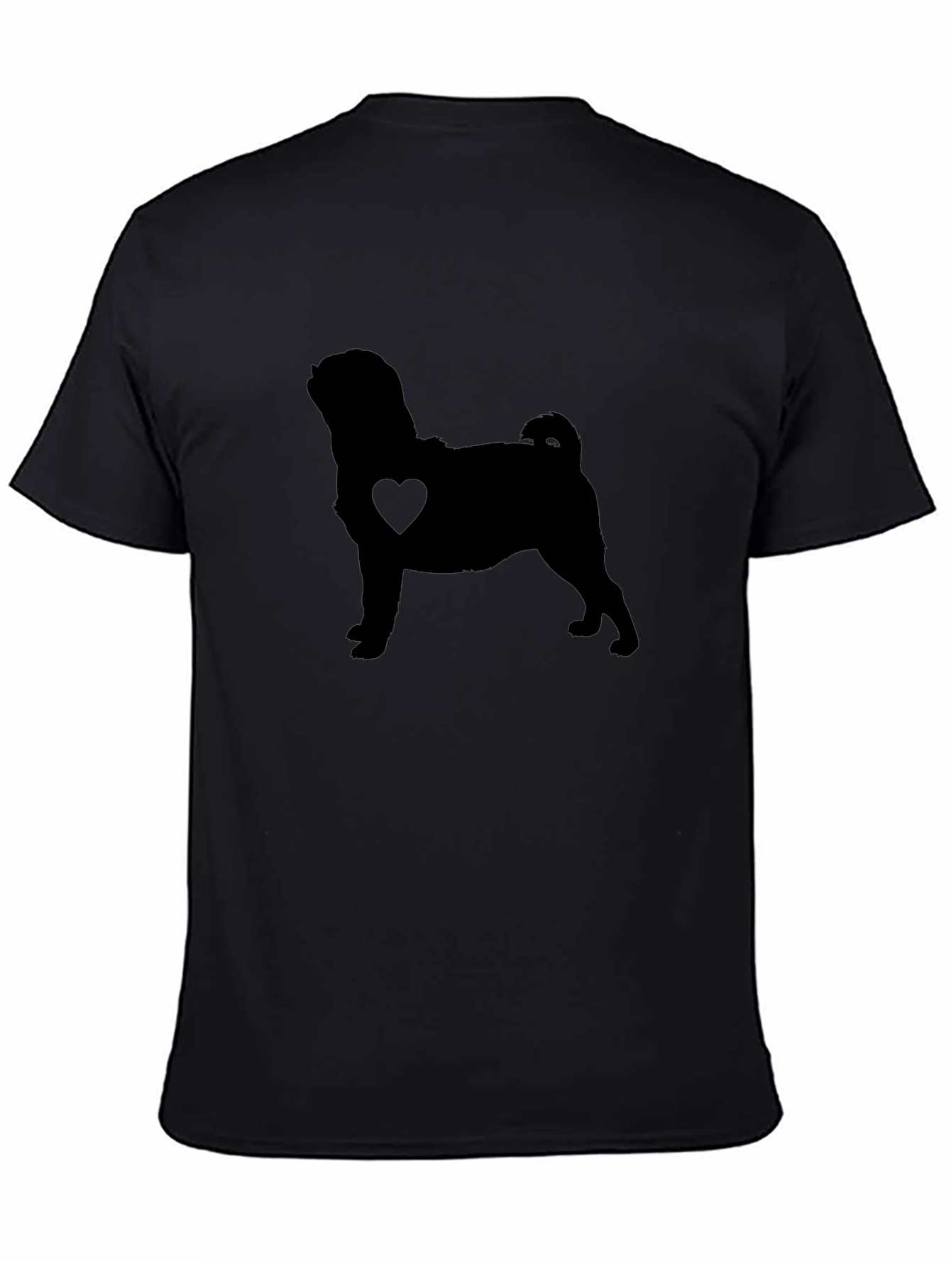 Pug Heart Silhouette Black T-Shirt
