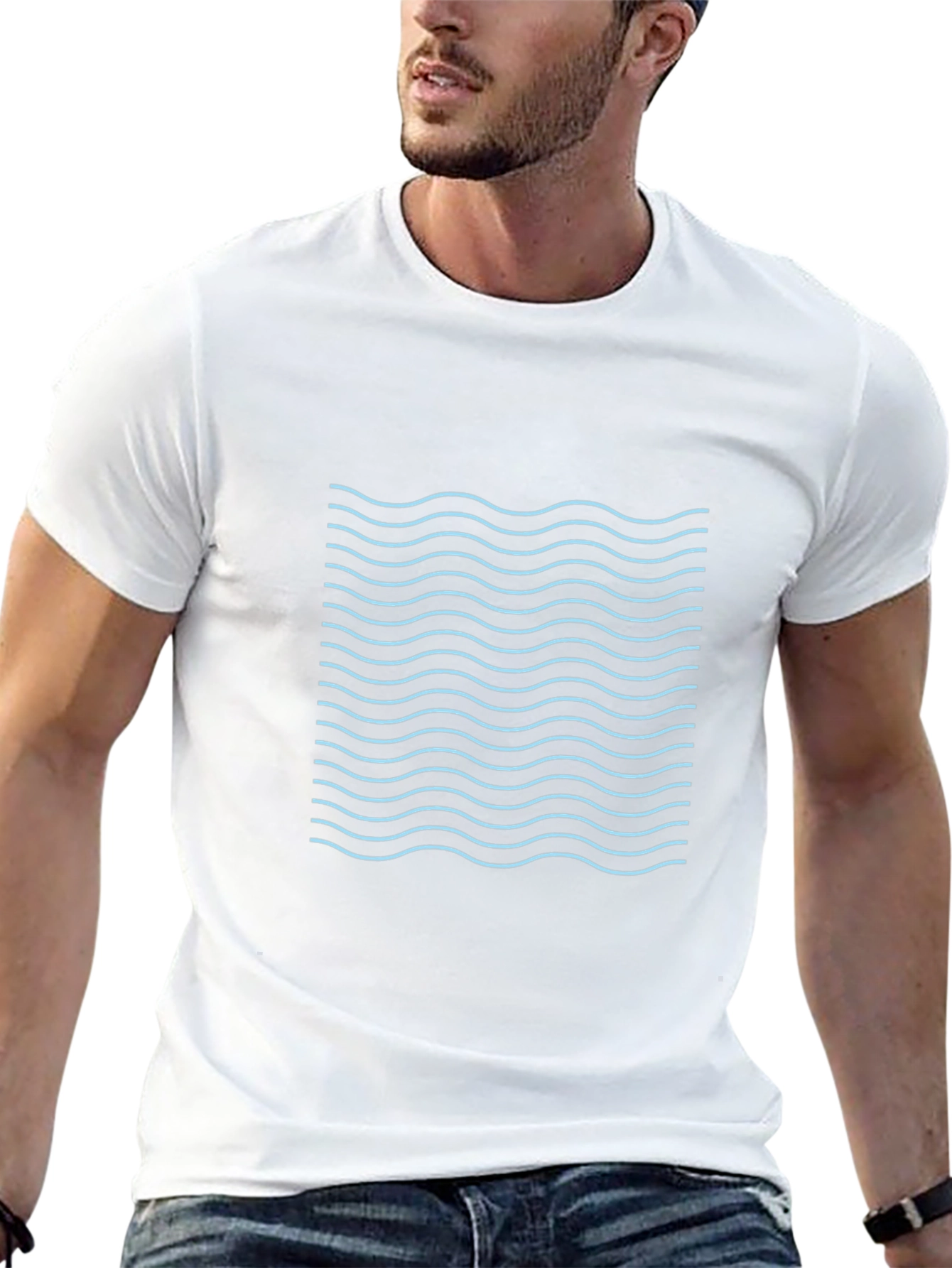 Wavy Line Graphic Tee - Cool Casual Style