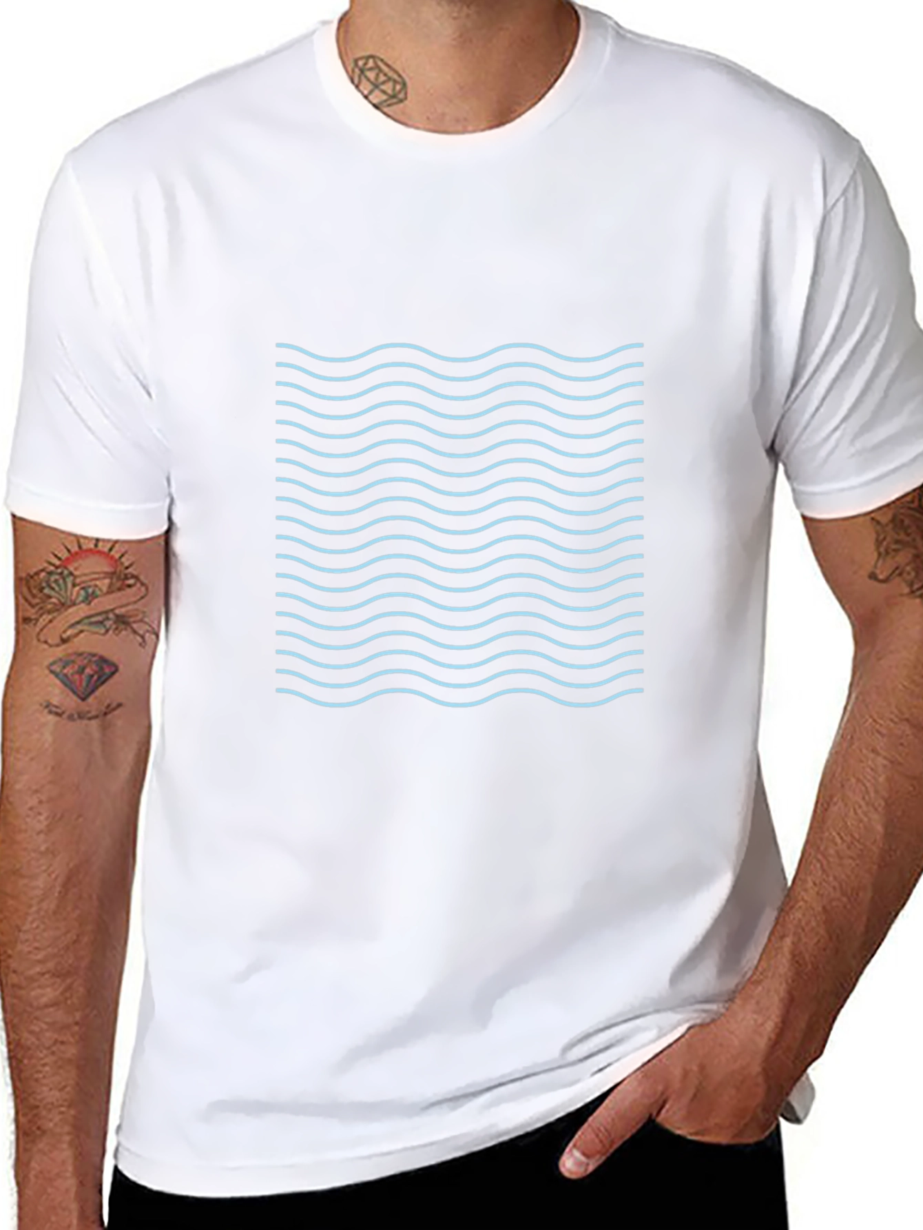 Wavy Line Graphic Tee - Cool Casual Style