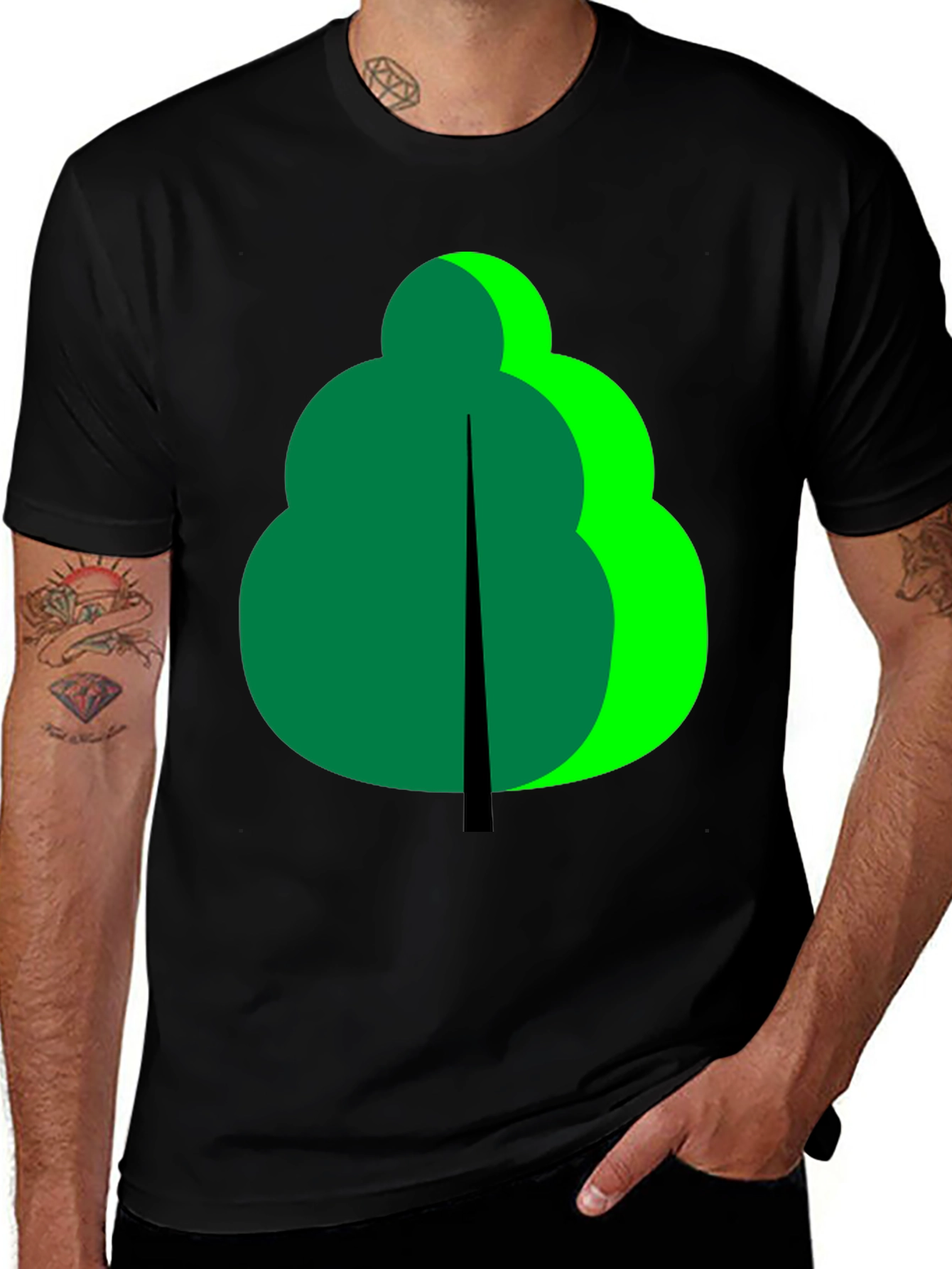 Abstract Tree Graphic Black T-Shirt