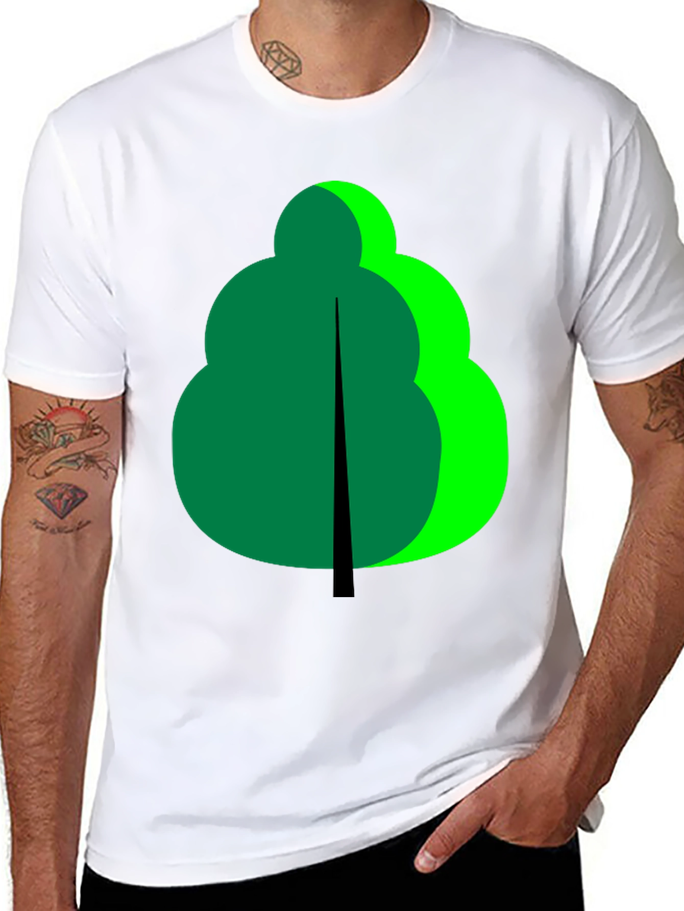 Abstract Tree Graphic Black T-Shirt