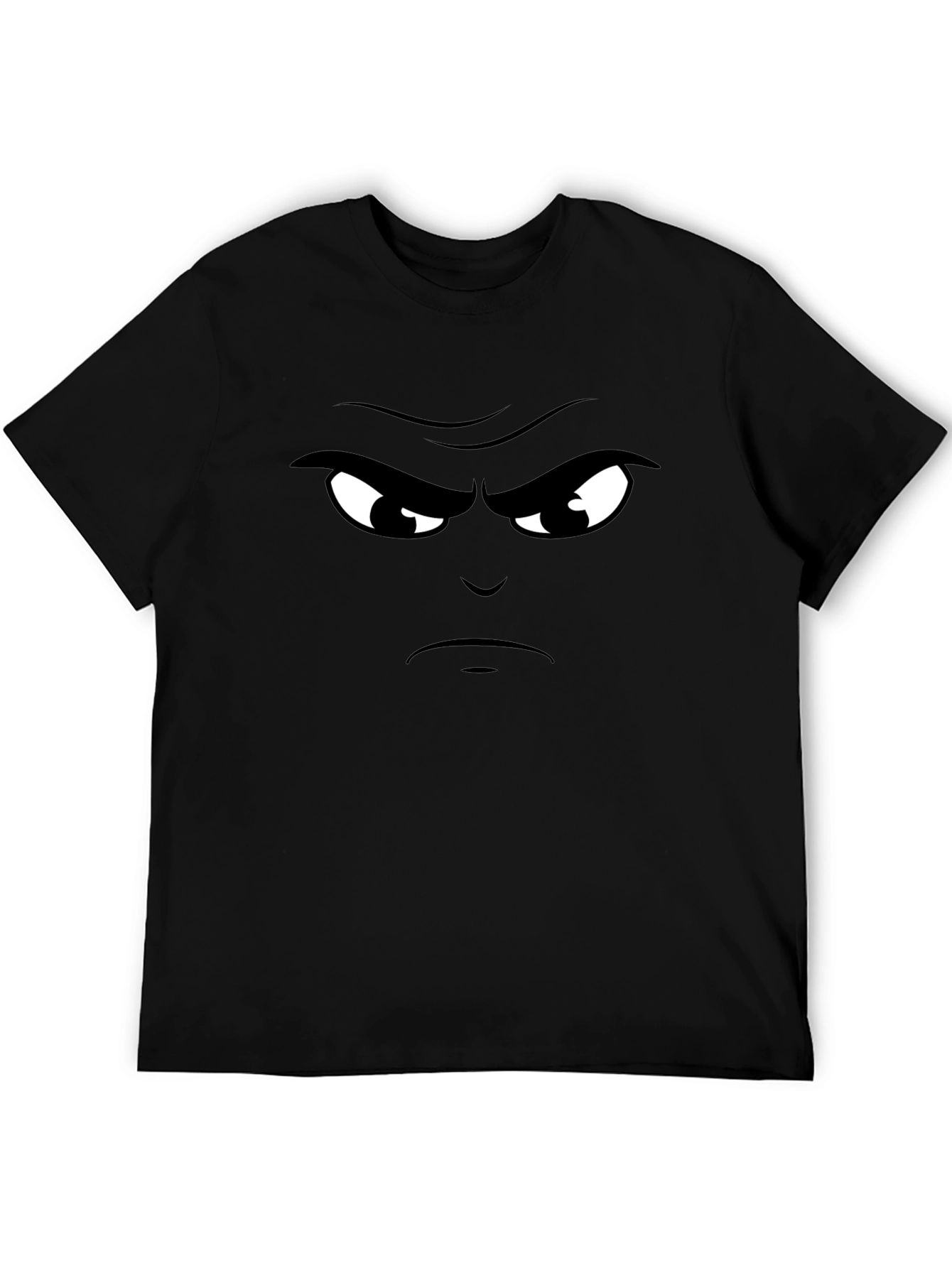 Angry Face Graphic Tee - Black Cotton T-Shirt