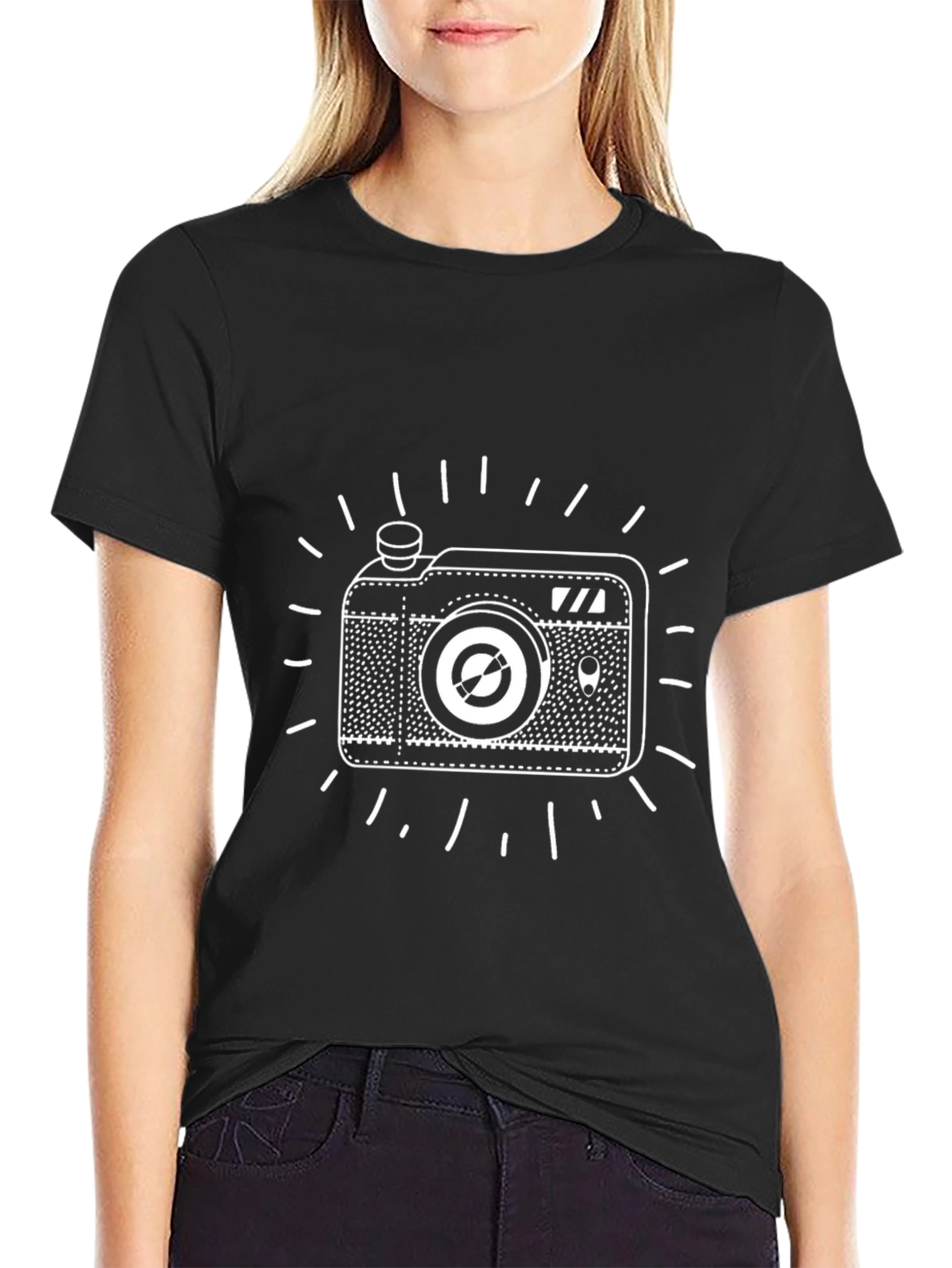 Retro Camera Graphic Tee - Cool Black T-Shirt