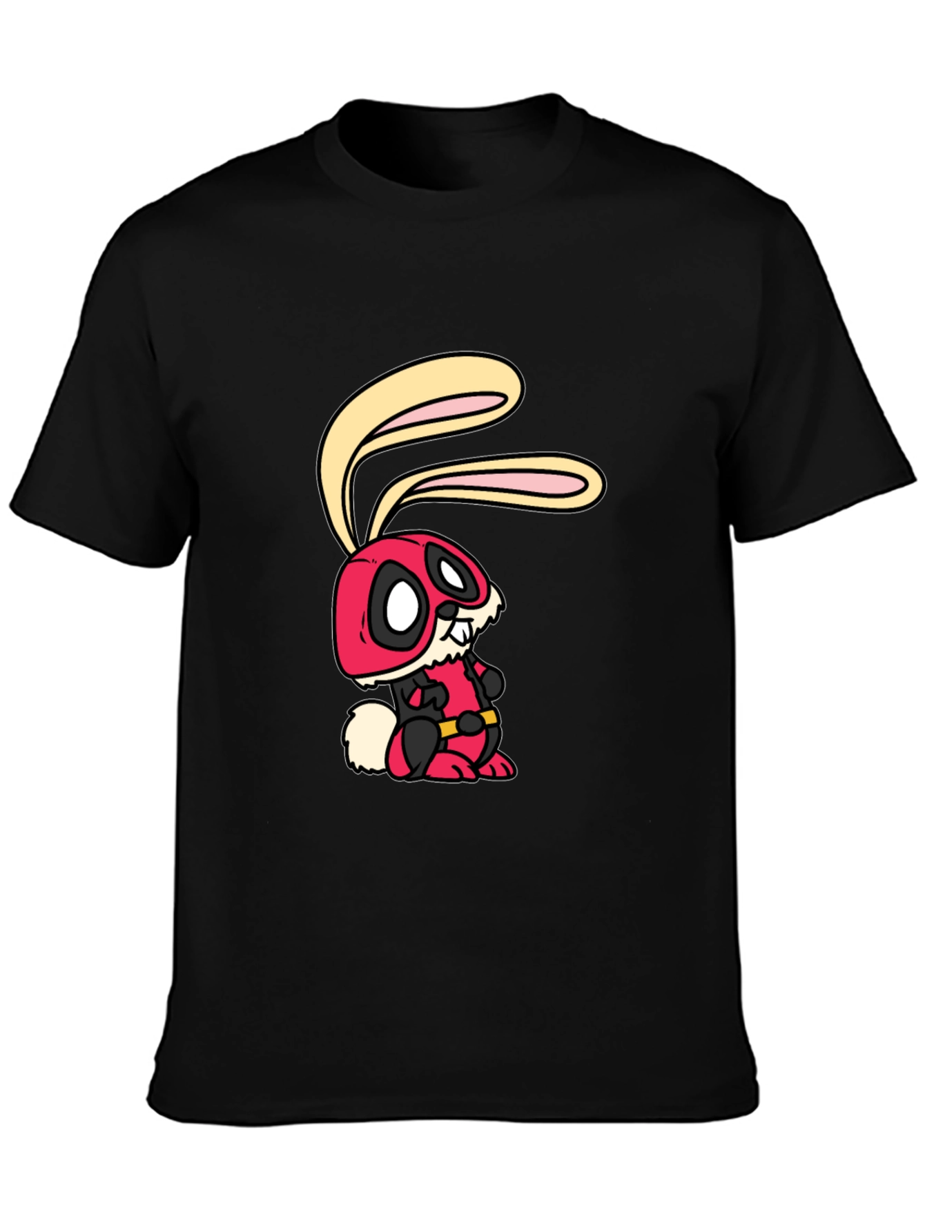 Deadpool Bunny Graphic Tee - Black Cotton Shirt