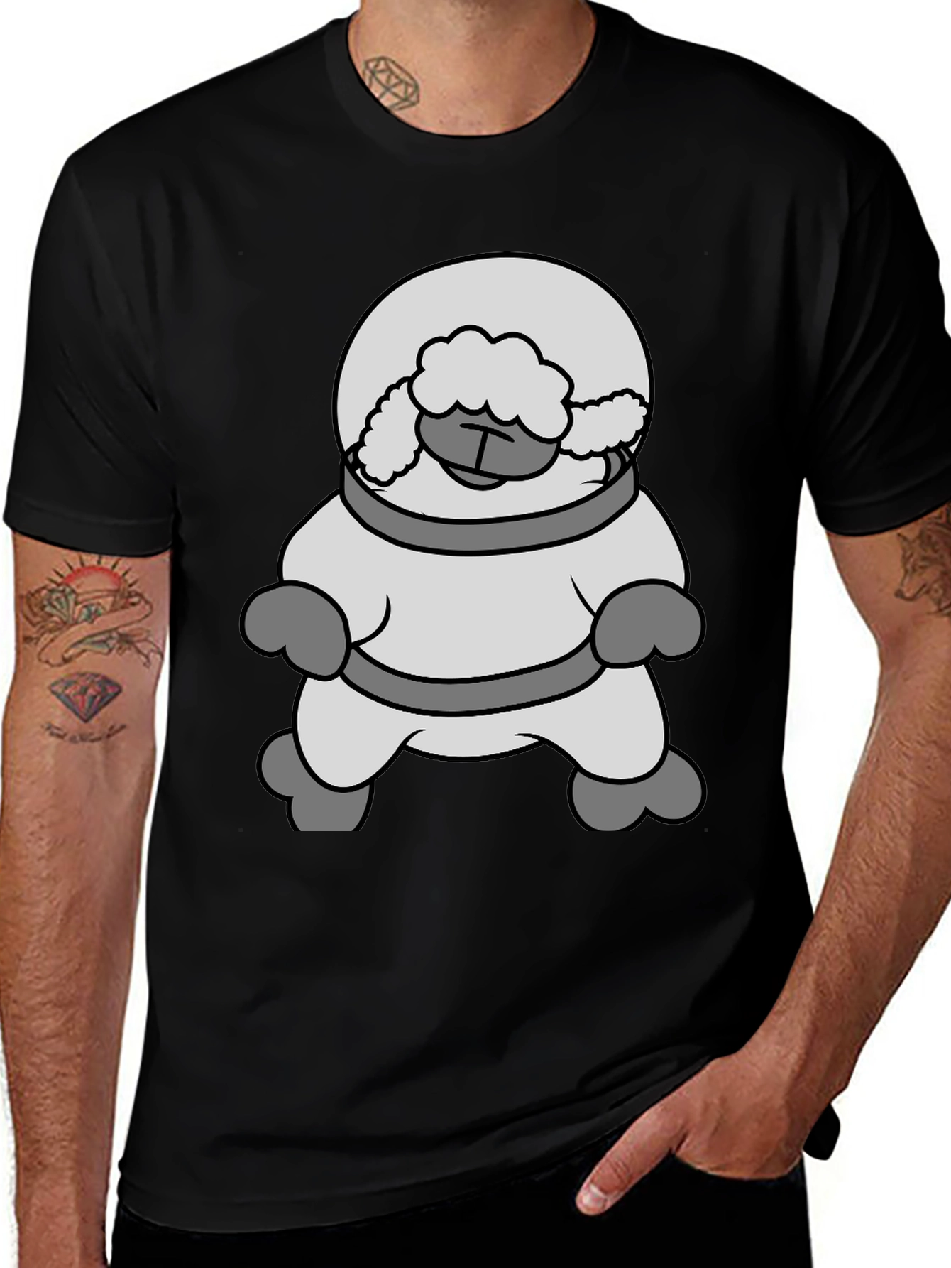 Astronaut Sheep Black T-Shirt