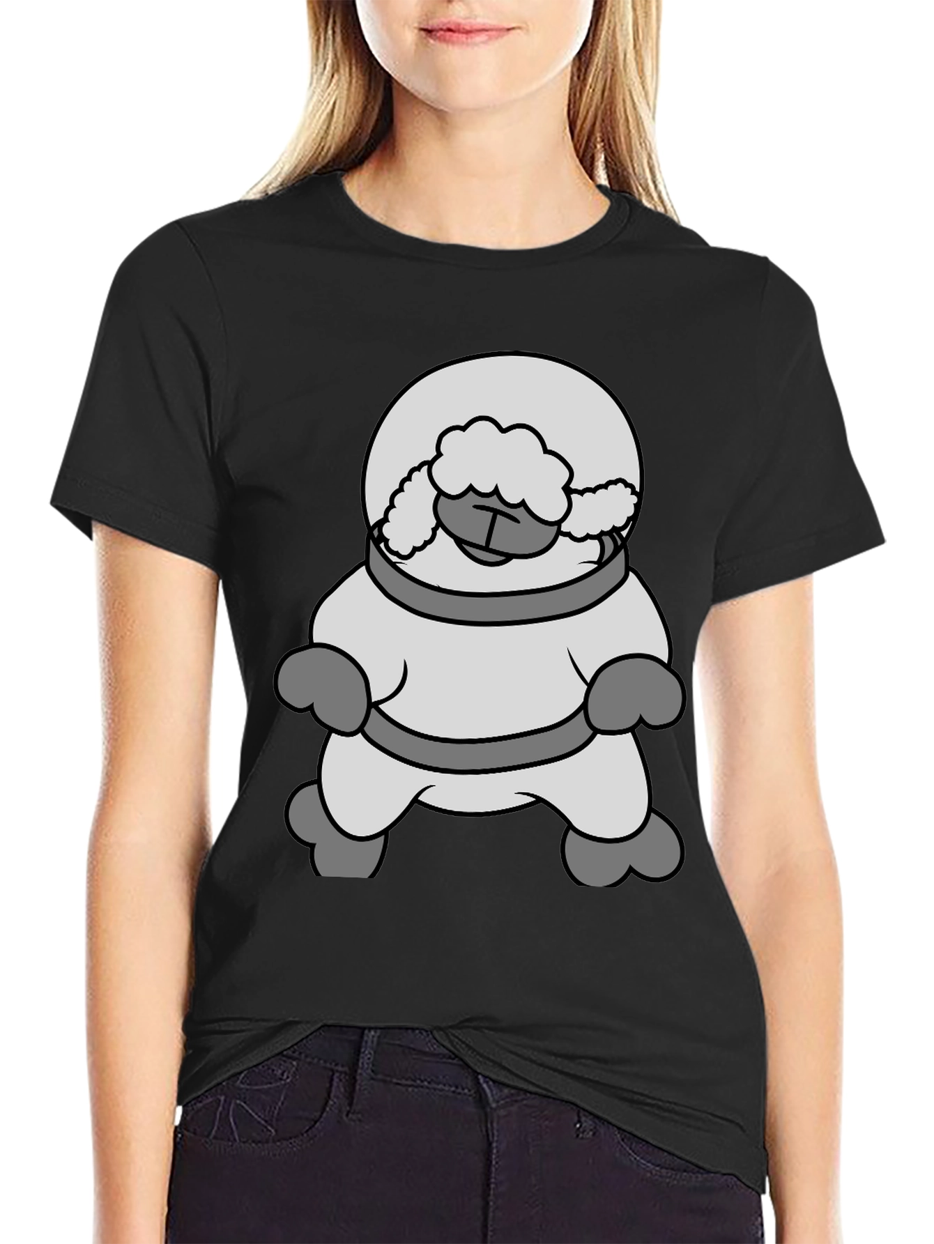 Astronaut Sheep Black T-Shirt