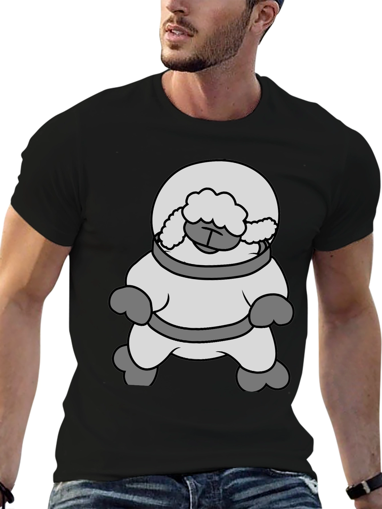 Astronaut Sheep Black T-Shirt