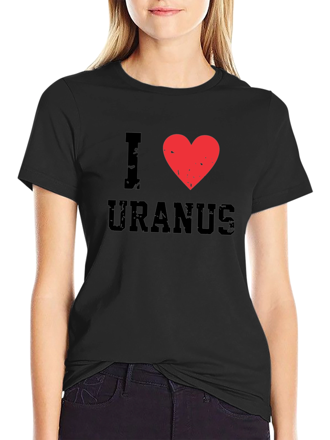 I Heart Uranus Black Cotton T-Shirt