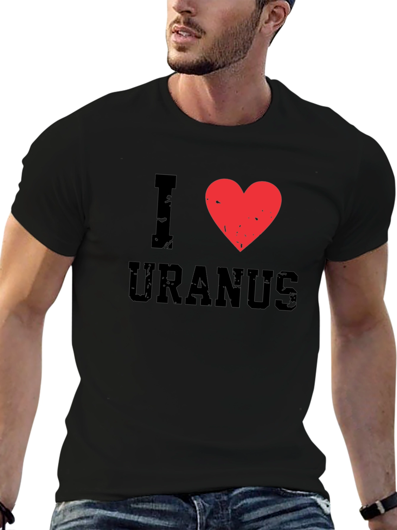 I Heart Uranus Black Cotton T-Shirt