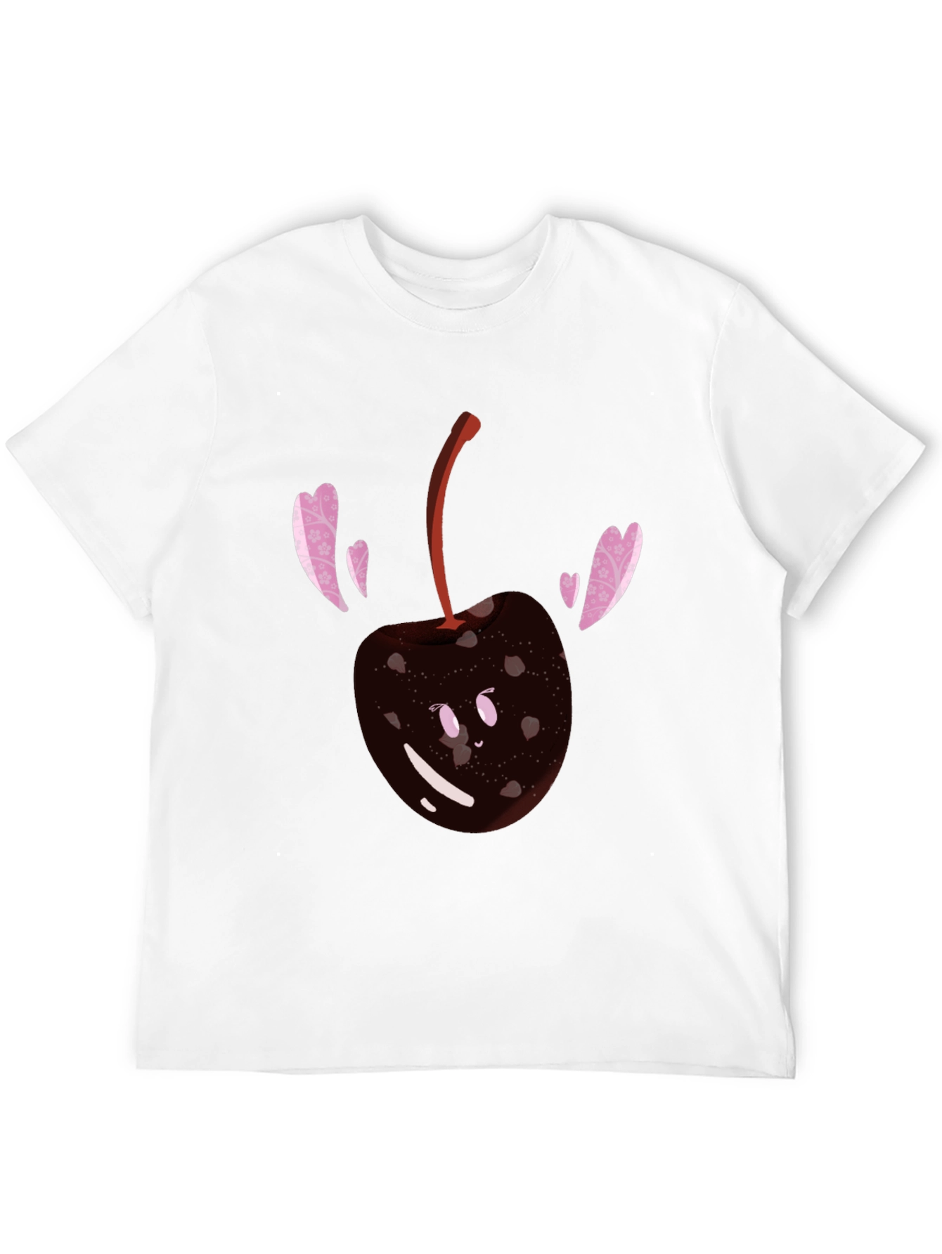 Cute Cherry Heart T-Shirt - Black Cotton Blend