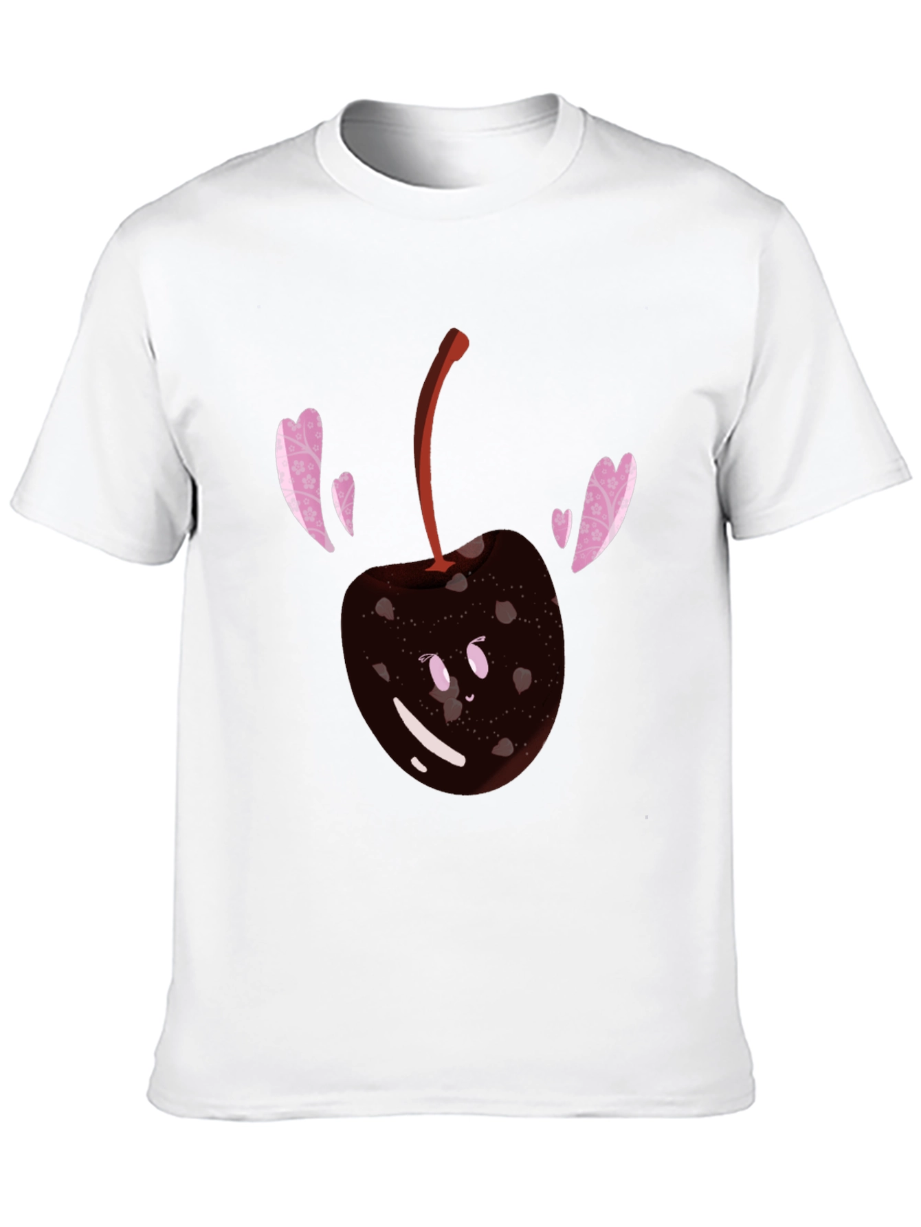 Cute Cherry Heart T-Shirt - Black Cotton Blend