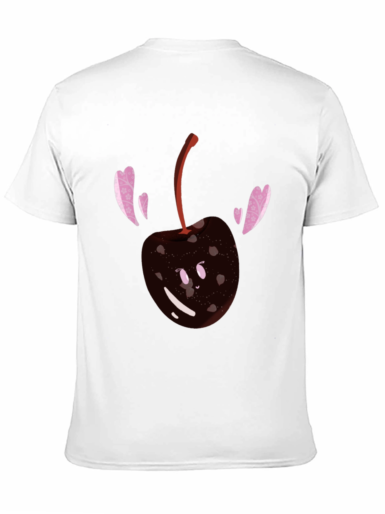 Cute Cherry Heart T-Shirt - Black Cotton Blend