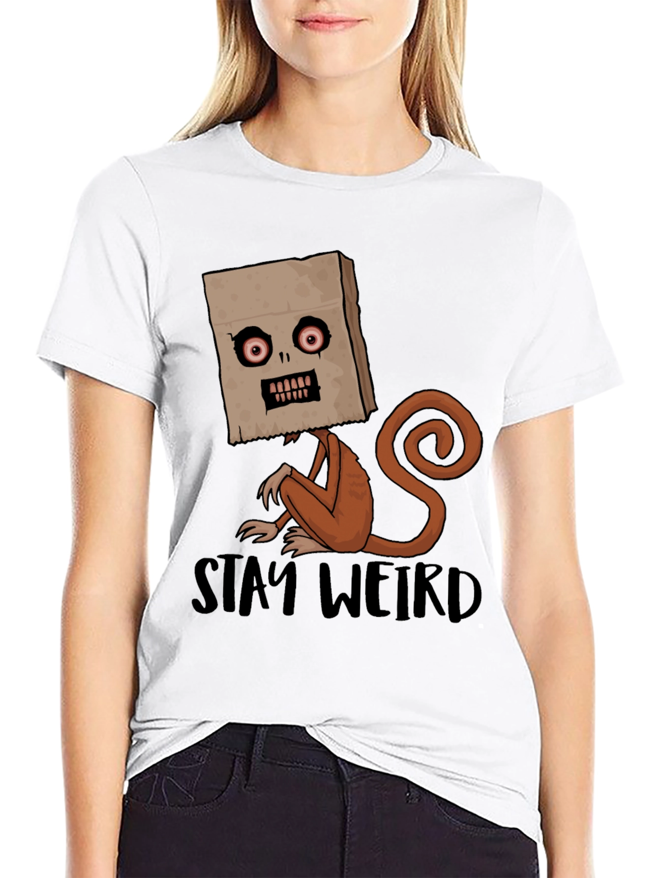 Stay Weird Monkey Graphic Tee - Black