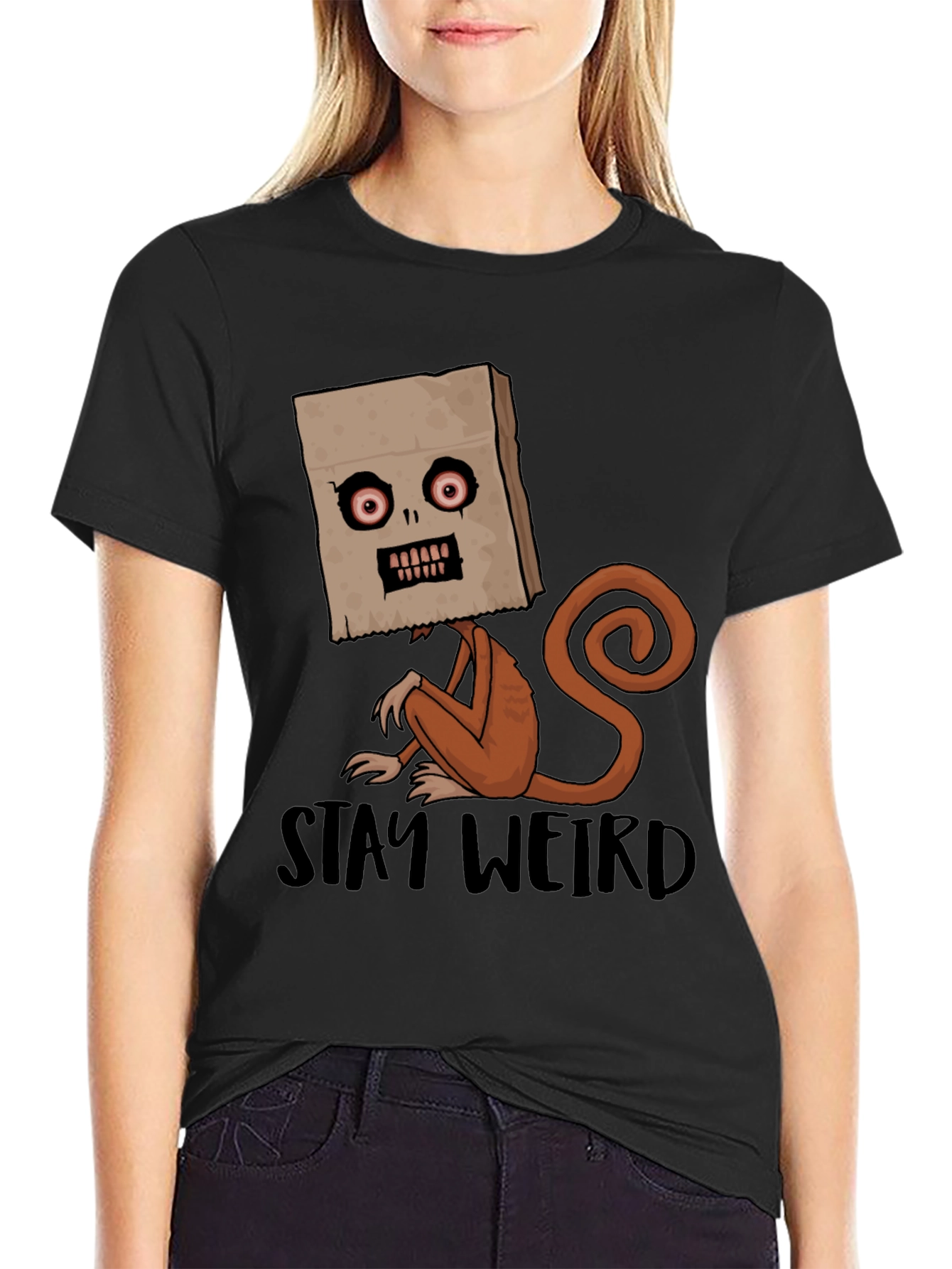 Stay Weird Monkey Graphic Tee - Black