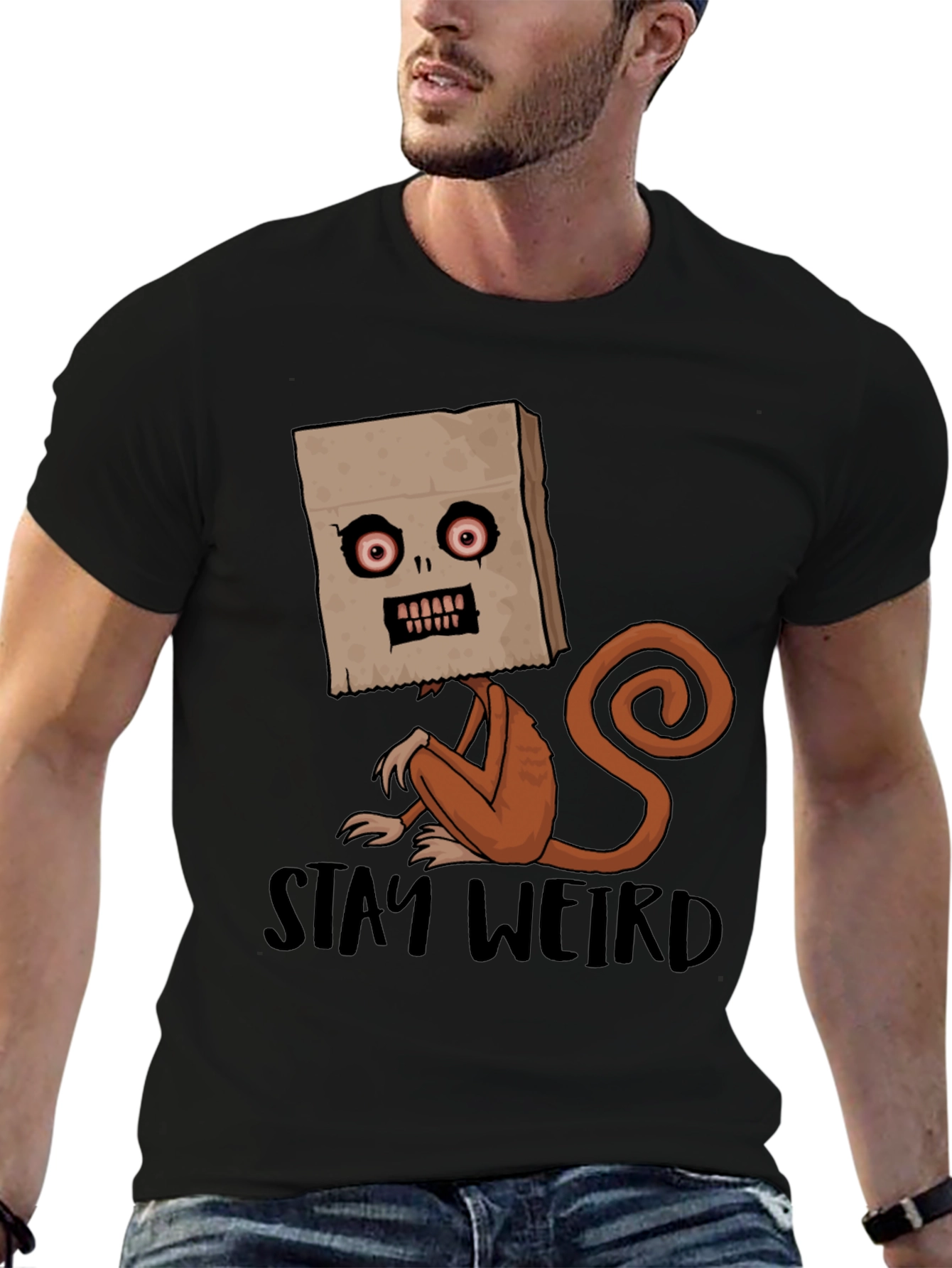 Stay Weird Monkey Graphic Tee - Black