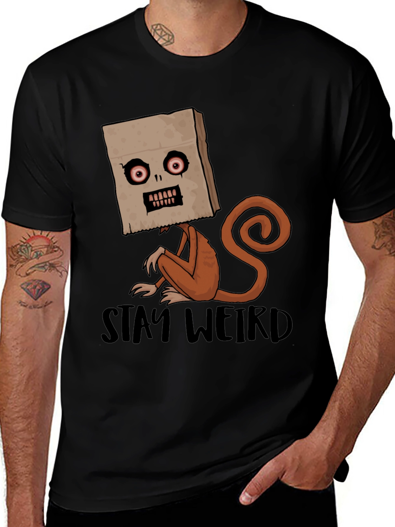 Stay Weird Monkey Graphic Tee - Black
